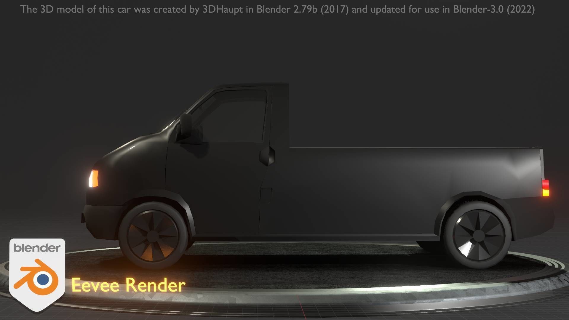 City Car 4 Commercial Pickup 3500 Type-C Black Low-poly 3D model_98