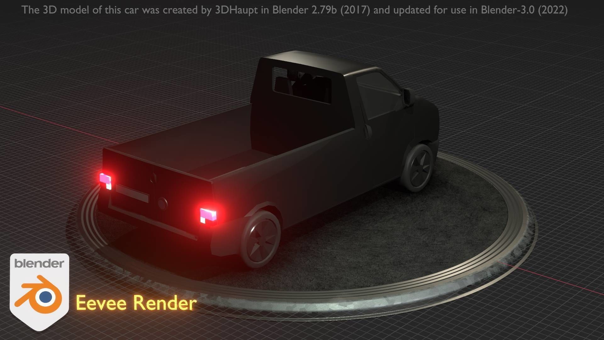 City Car 4 Commercial Pickup 3500 Type-C Black Low-poly 3D model_10