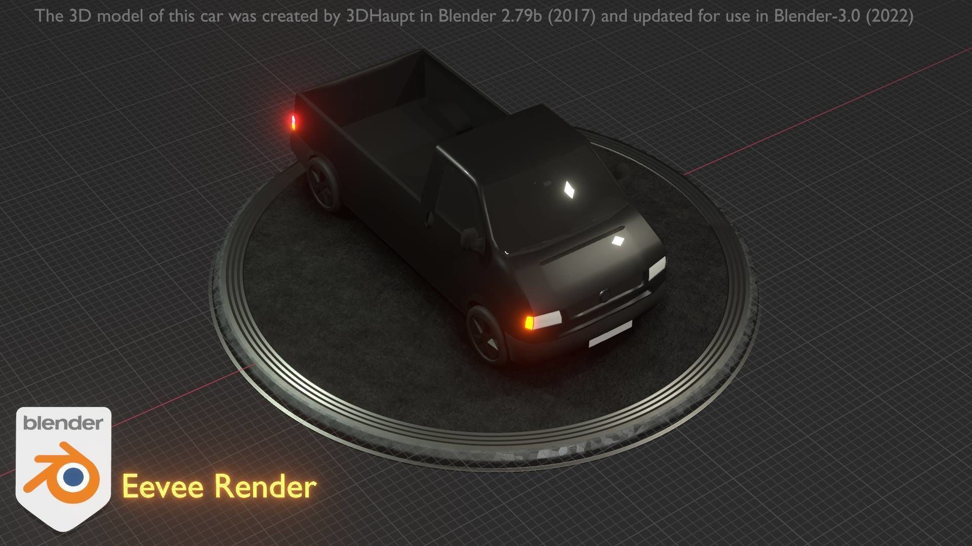 City Car 4 Commercial Pickup 3500 Type-C Black Low-poly 3D model_78