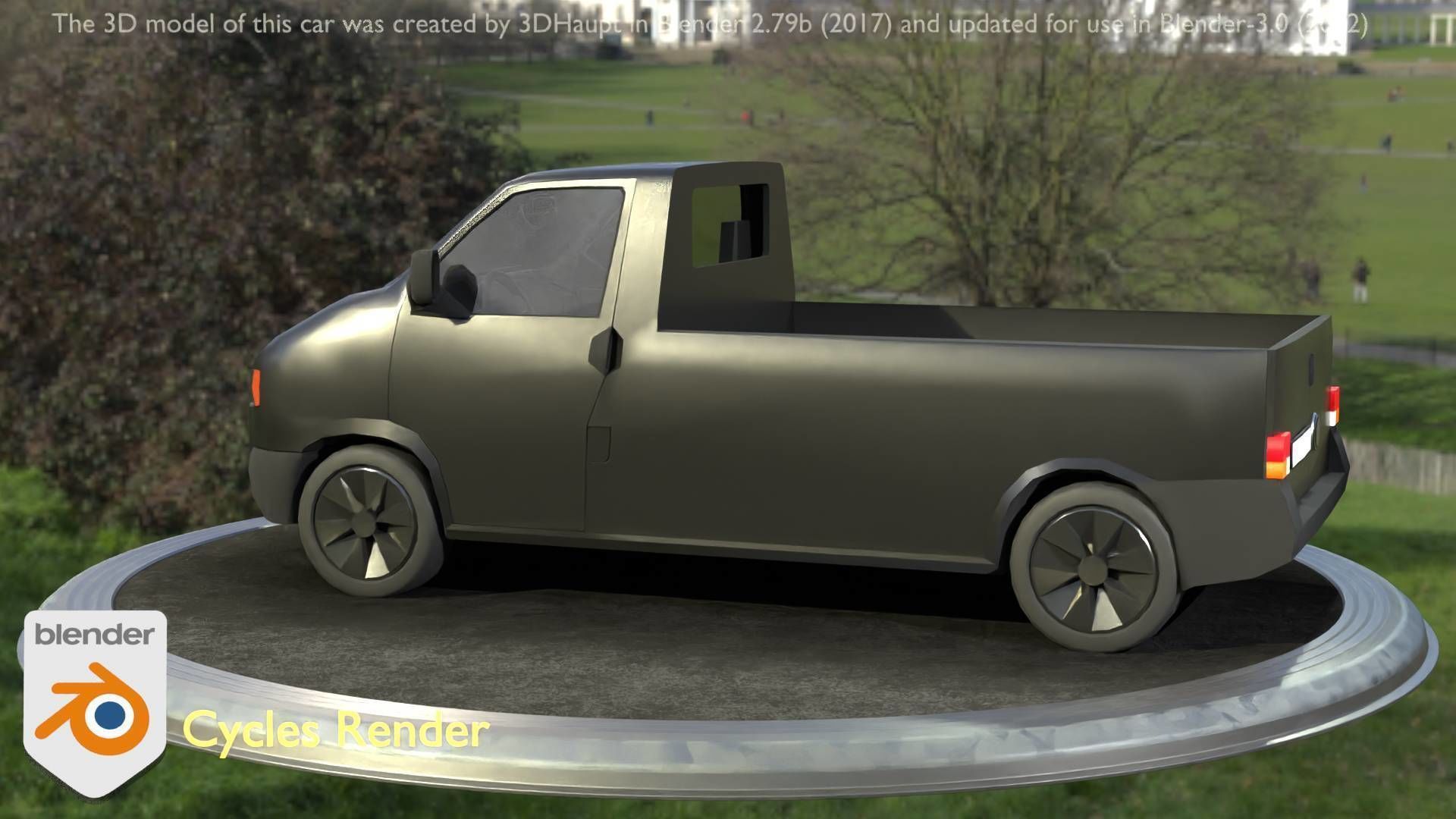 City Car 4 Commercial Pickup 3500 Type-C Black Low-poly 3D model_99