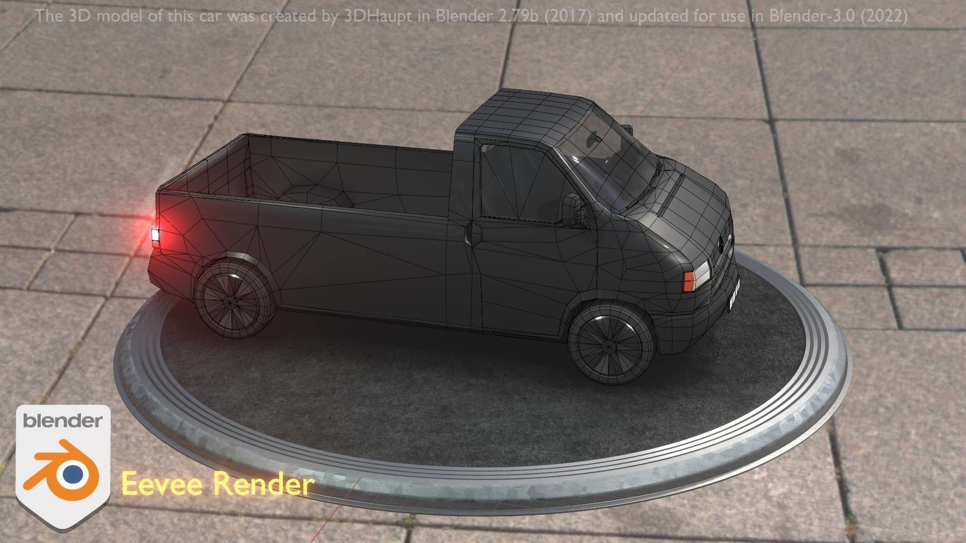 City Car 4 Commercial Pickup 3500 Type-C Black Low-poly 3D model_60