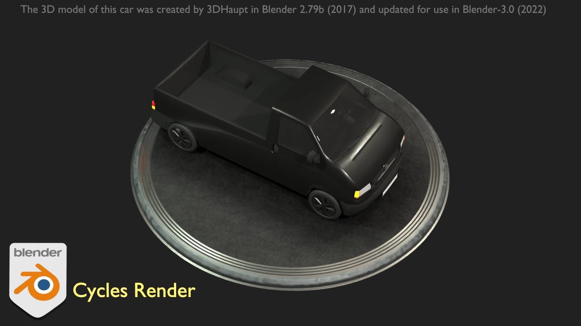 City Car 4 Commercial Pickup 3500 Type-C Black Low-poly 3D model_77