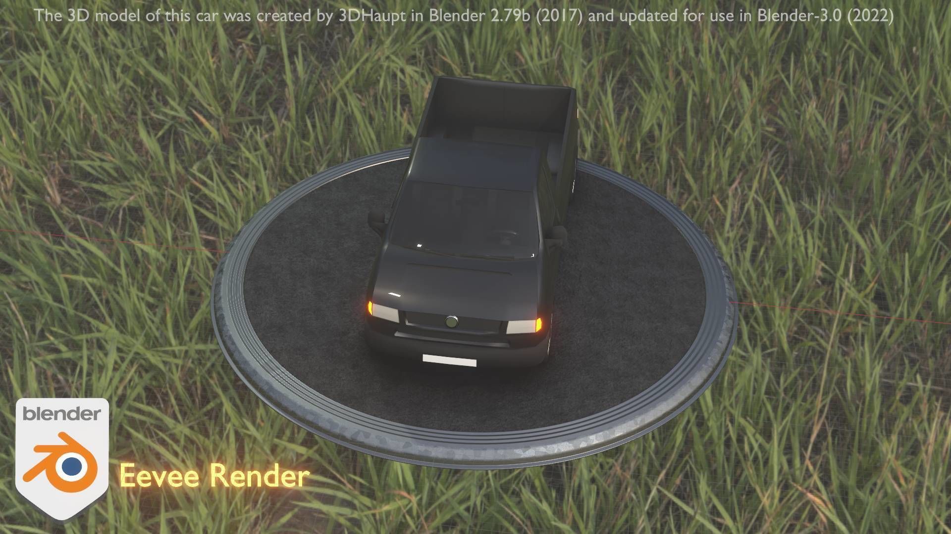 City Car 4 Commercial Pickup 3500 Type-C Black Low-poly 3D model_80