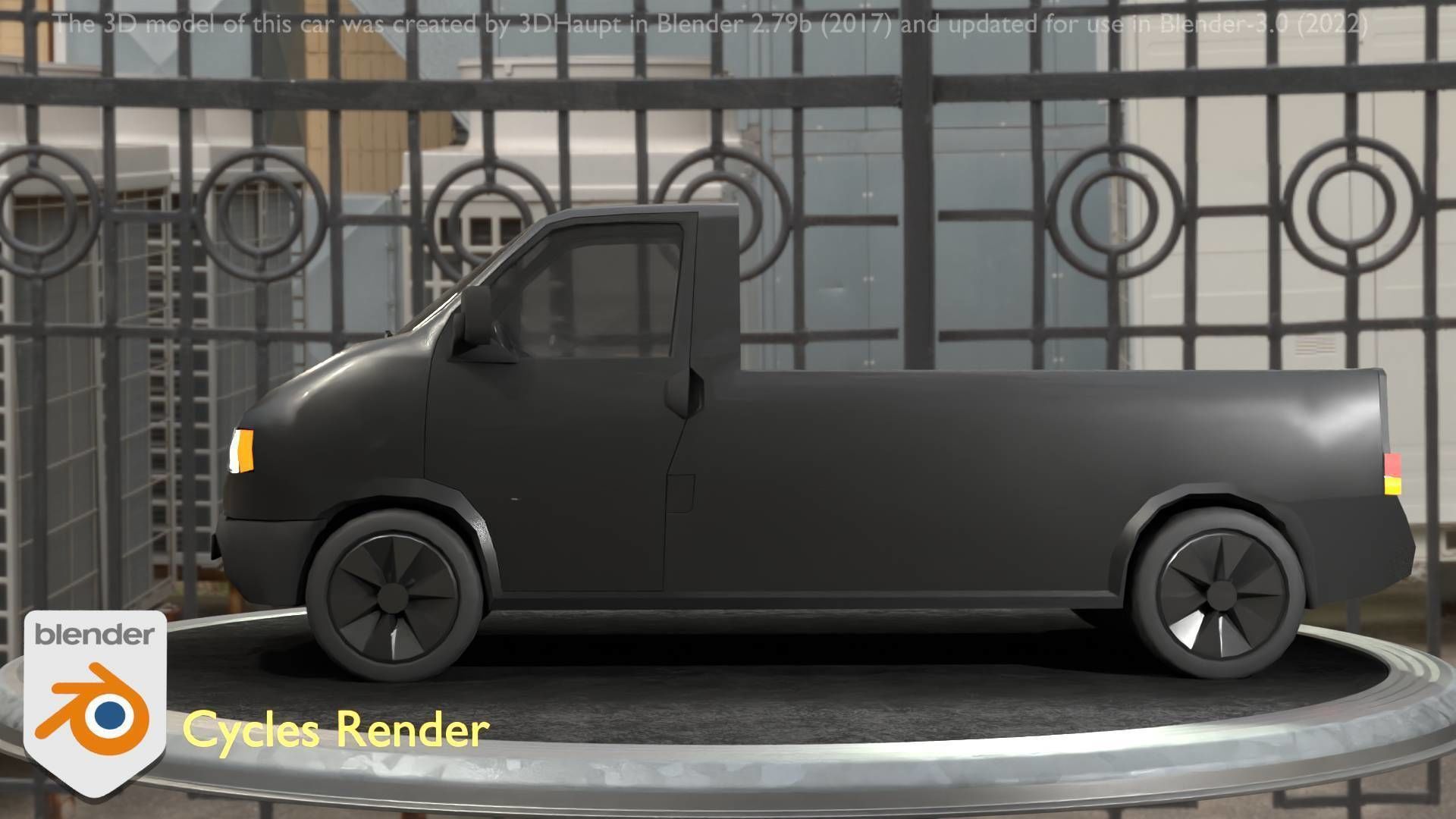 City Car 4 Commercial Pickup 3500 Type-C Black Low-poly 3D model_51