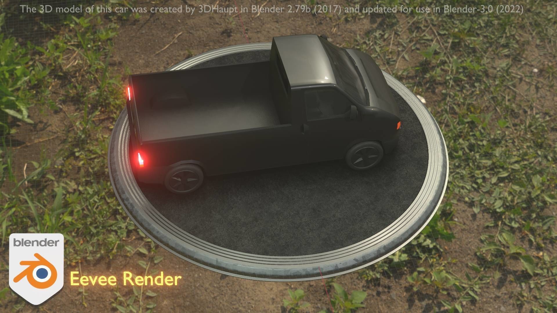 City Car 4 Commercial Pickup 3500 Type-C Black Low-poly 3D model_28