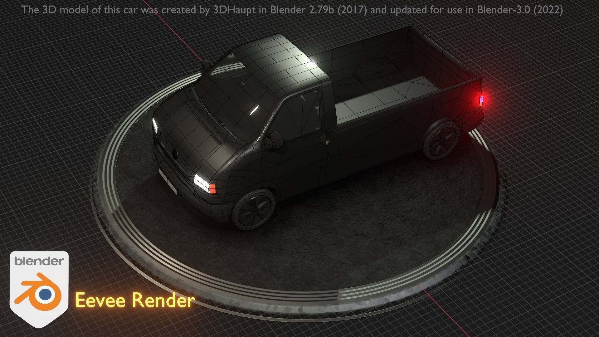 City Car 4 Commercial Pickup 3500 Type-C Black Low-poly 3D model_66