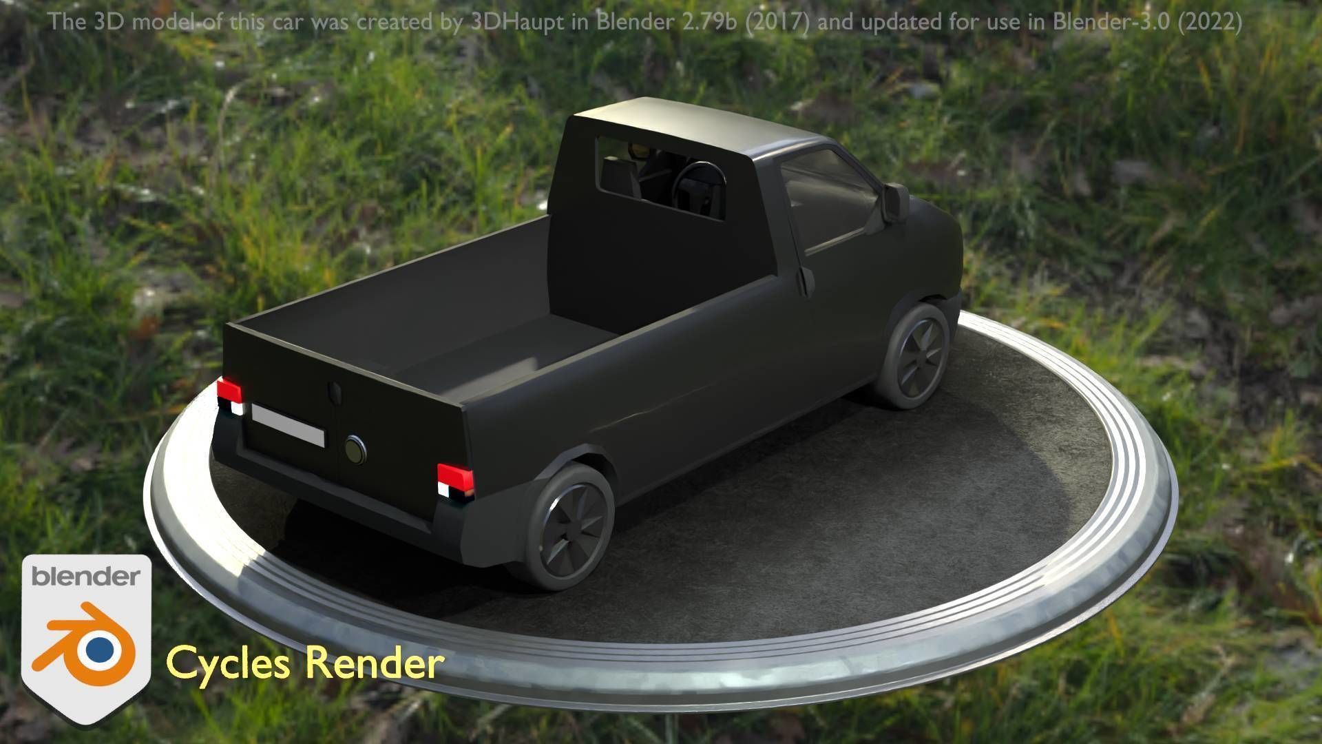City Car 4 Commercial Pickup 3500 Type-C Black Low-poly 3D model_57