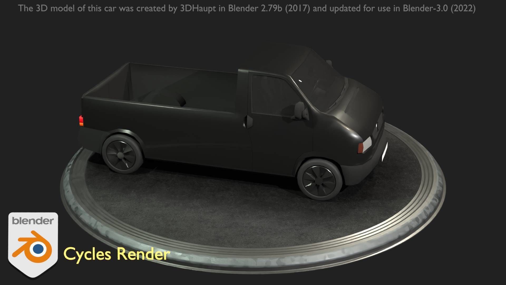 City Car 4 Commercial Pickup 3500 Type-C Black Low-poly 3D model_13
