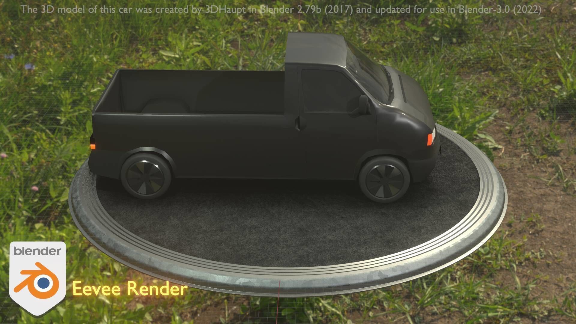 City Car 4 Commercial Pickup 3500 Type-C Black Low-poly 3D model_91