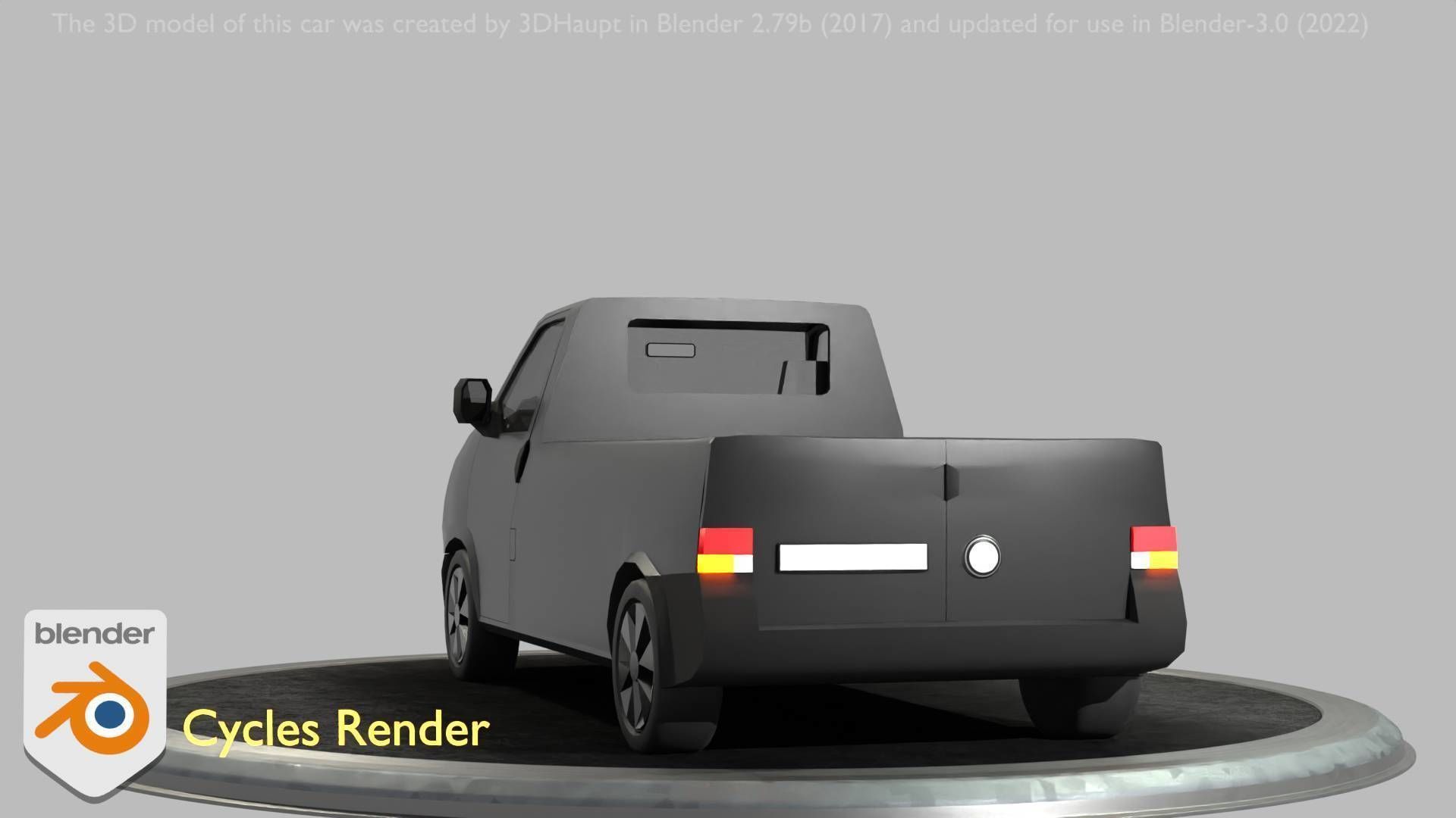 City Car 4 Commercial Pickup 3500 Type-C Black Low-poly 3D model_86