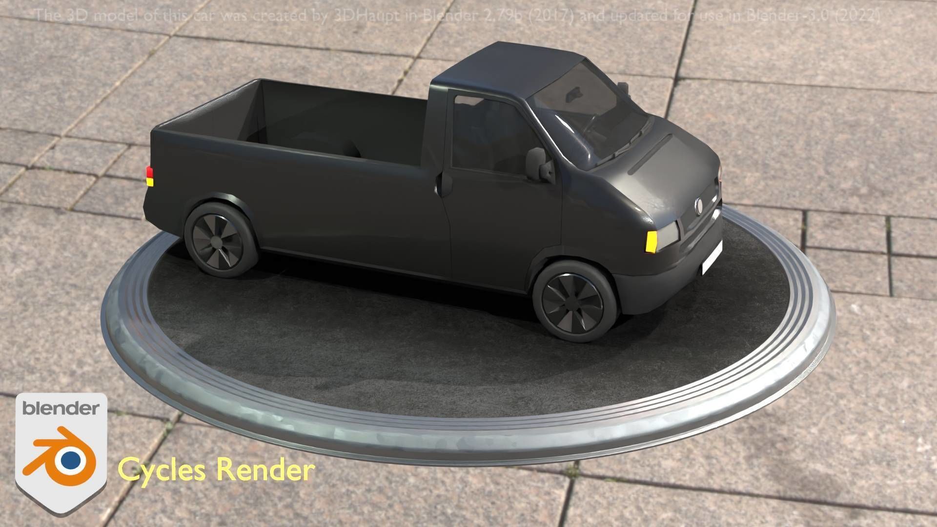 City Car 4 Commercial Pickup 3500 Type-C Black Low-poly 3D model_92