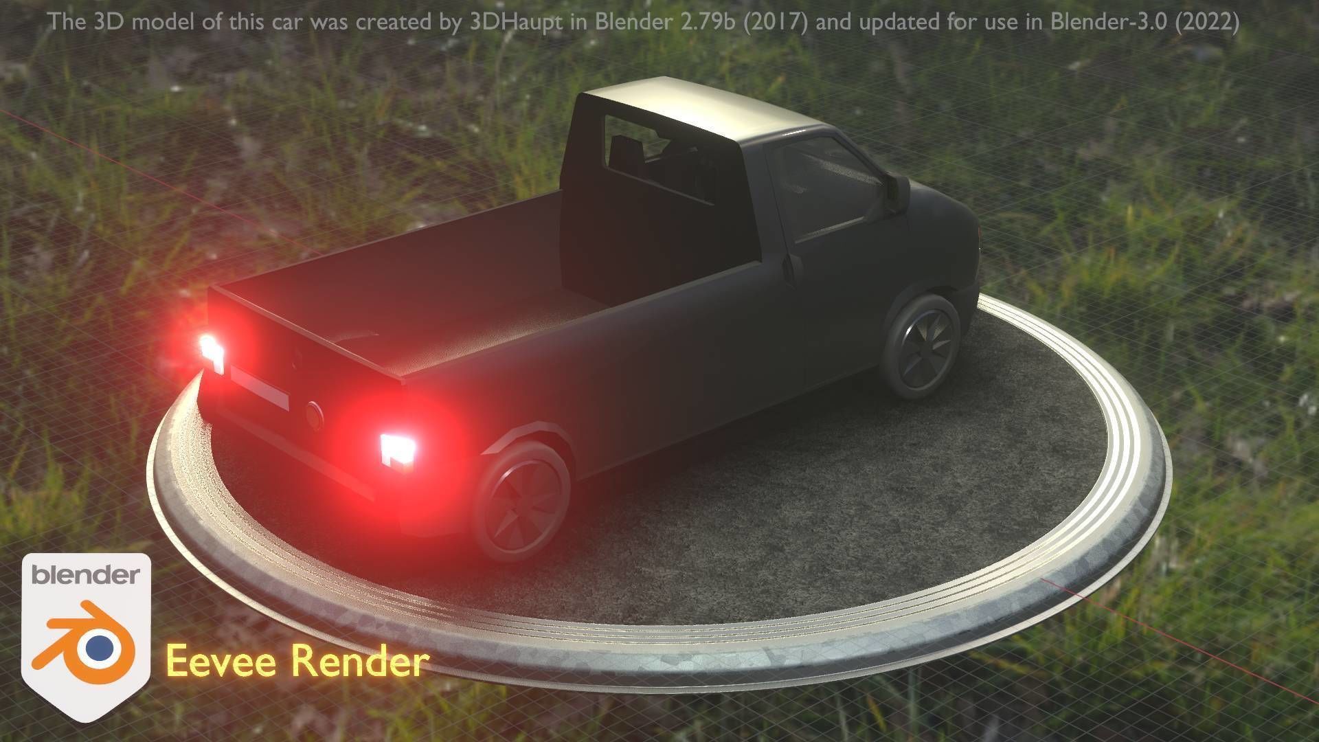 City Car 4 Commercial Pickup 3500 Type-C Black Low-poly 3D model_89