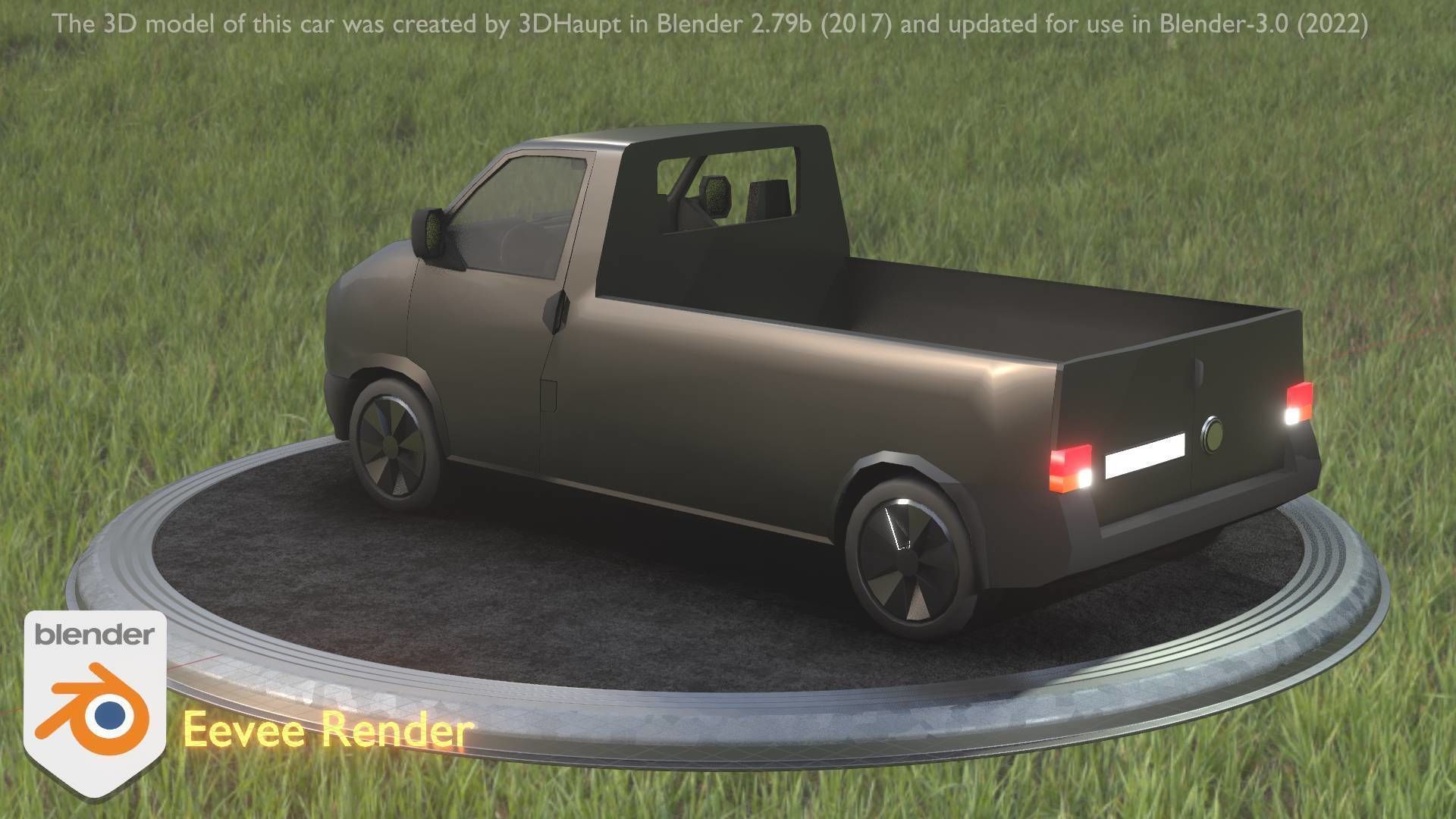 City Car 4 Commercial Pickup 3500 Type-C Black Low-poly 3D model_100