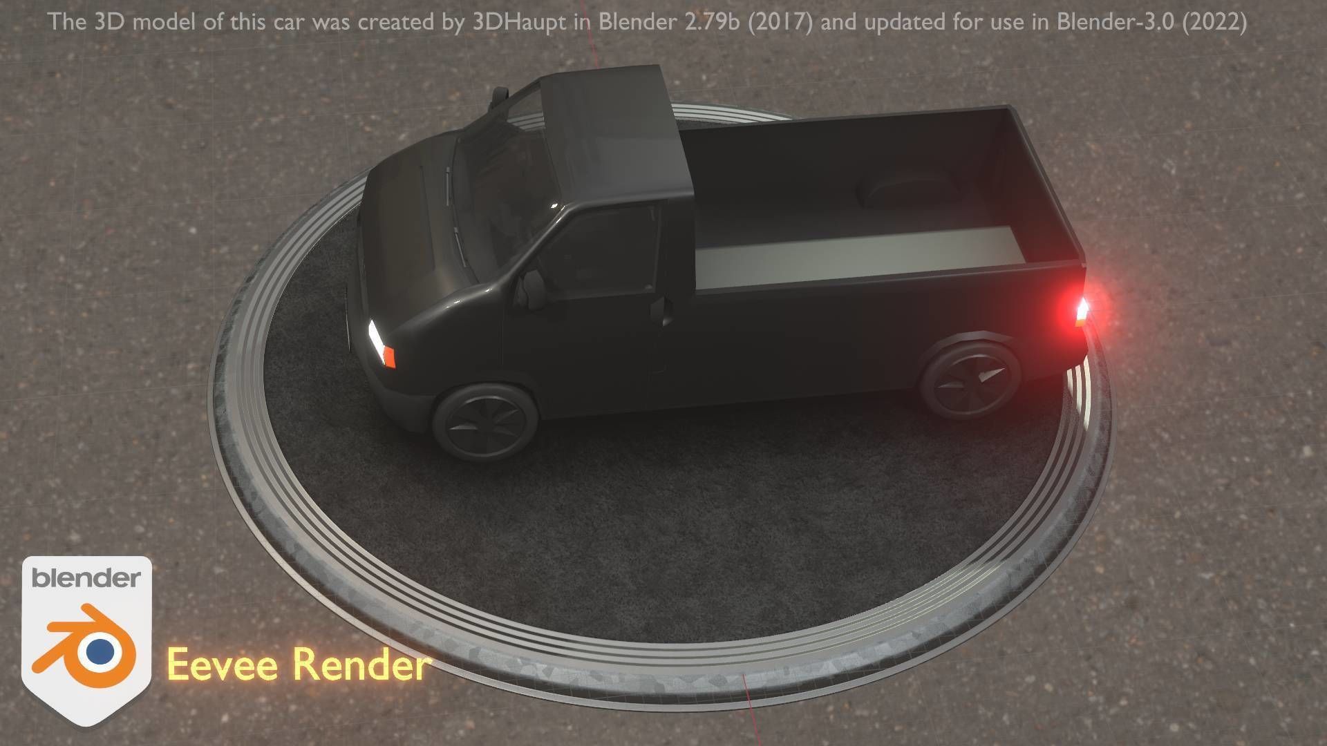 City Car 4 Commercial Pickup 3500 Type-C Black Low-poly 3D model_20