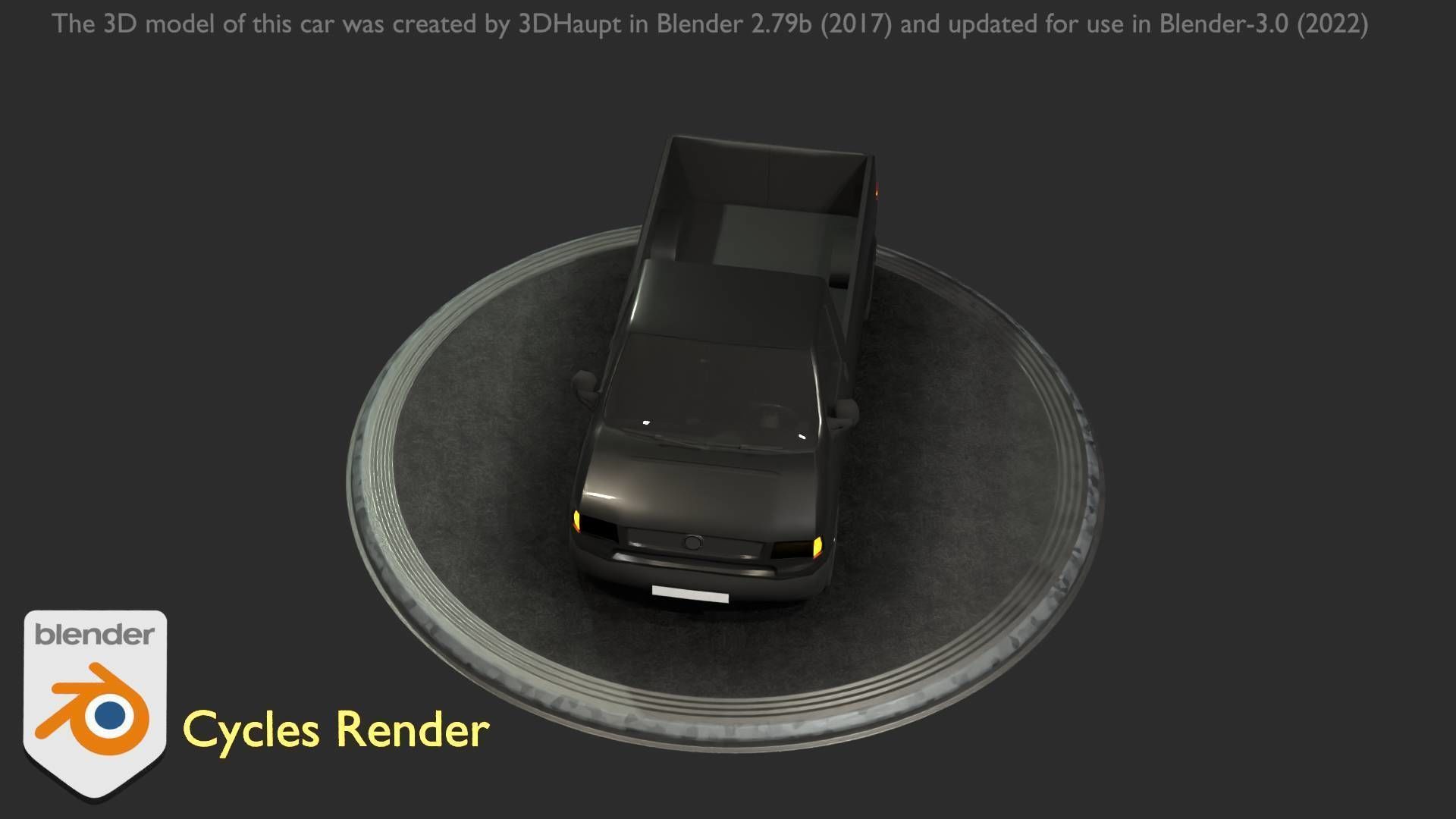 City Car 4 Commercial Pickup 3500 Type-C Black Low-poly 3D model_33