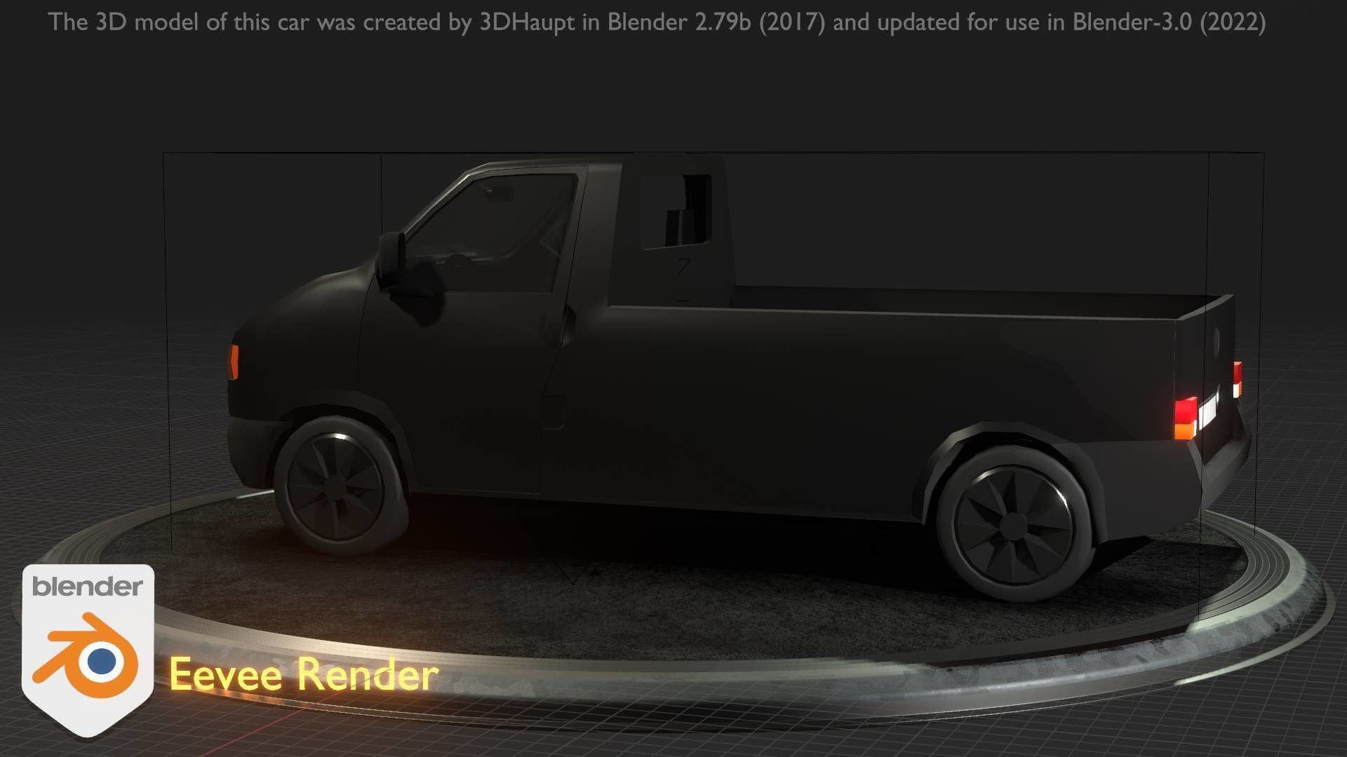 City Car 4 Commercial Pickup 3500 Type-C Black Low-poly 3D model_52