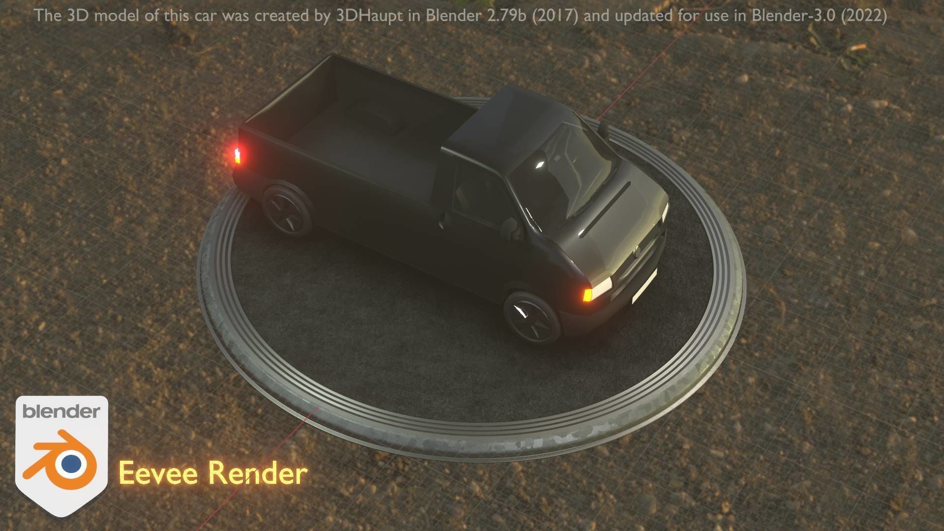 City Car 4 Commercial Pickup 3500 Type-C Black Low-poly 3D model_30