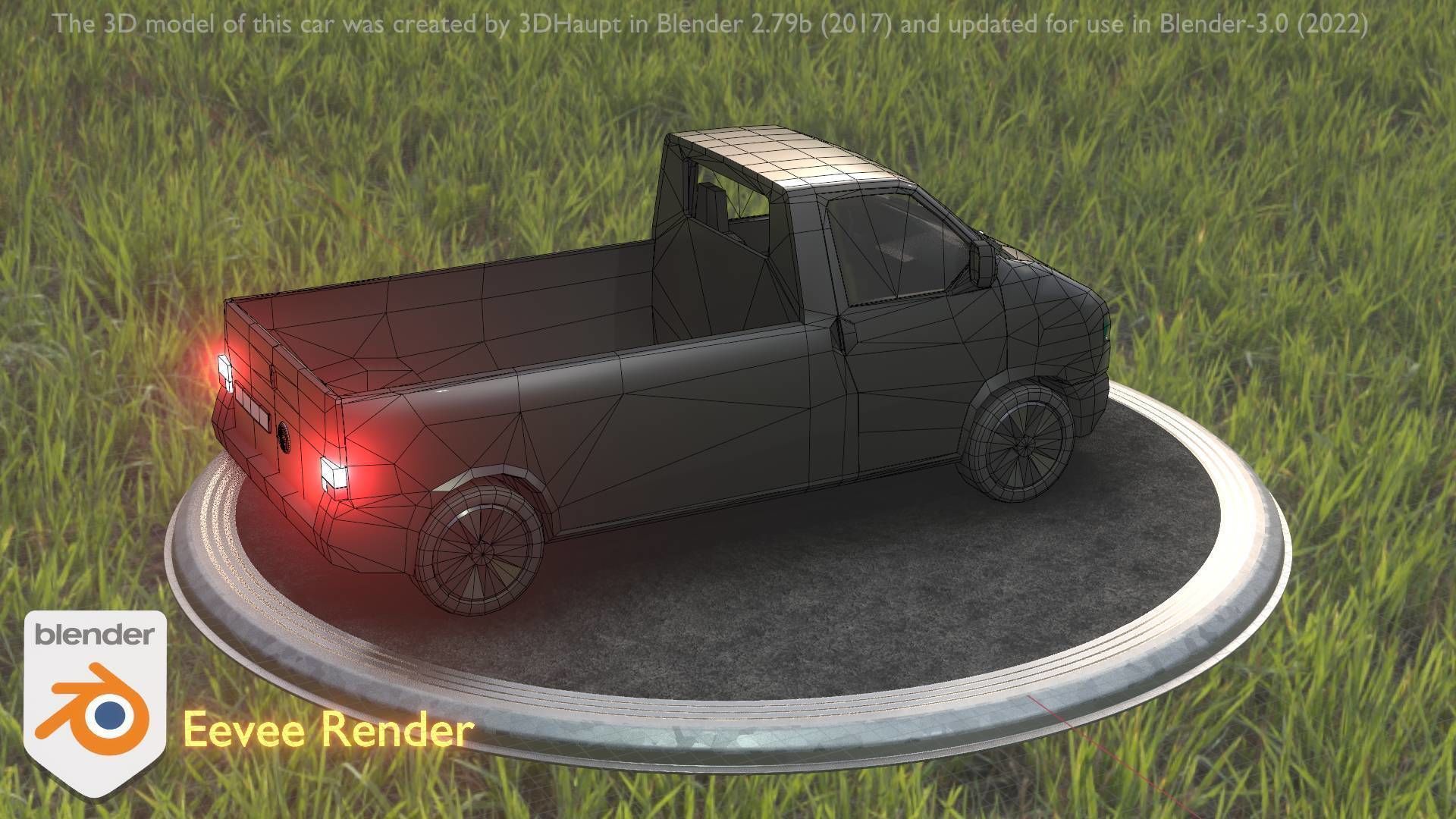 City Car 4 Commercial Pickup 3500 Type-C Black Low-poly 3D model_58