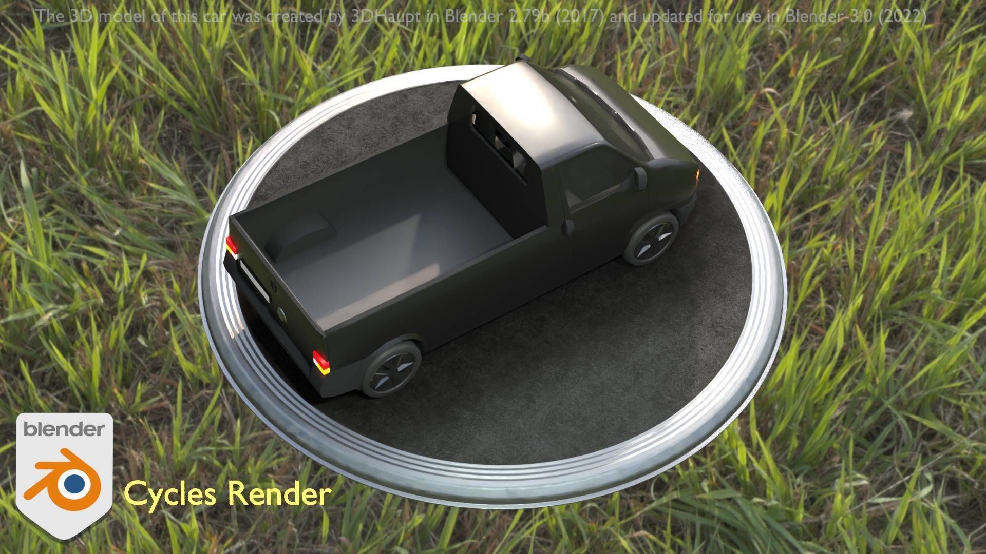 City Car 4 Commercial Pickup 3500 Type-C Black Low-poly 3D model_27