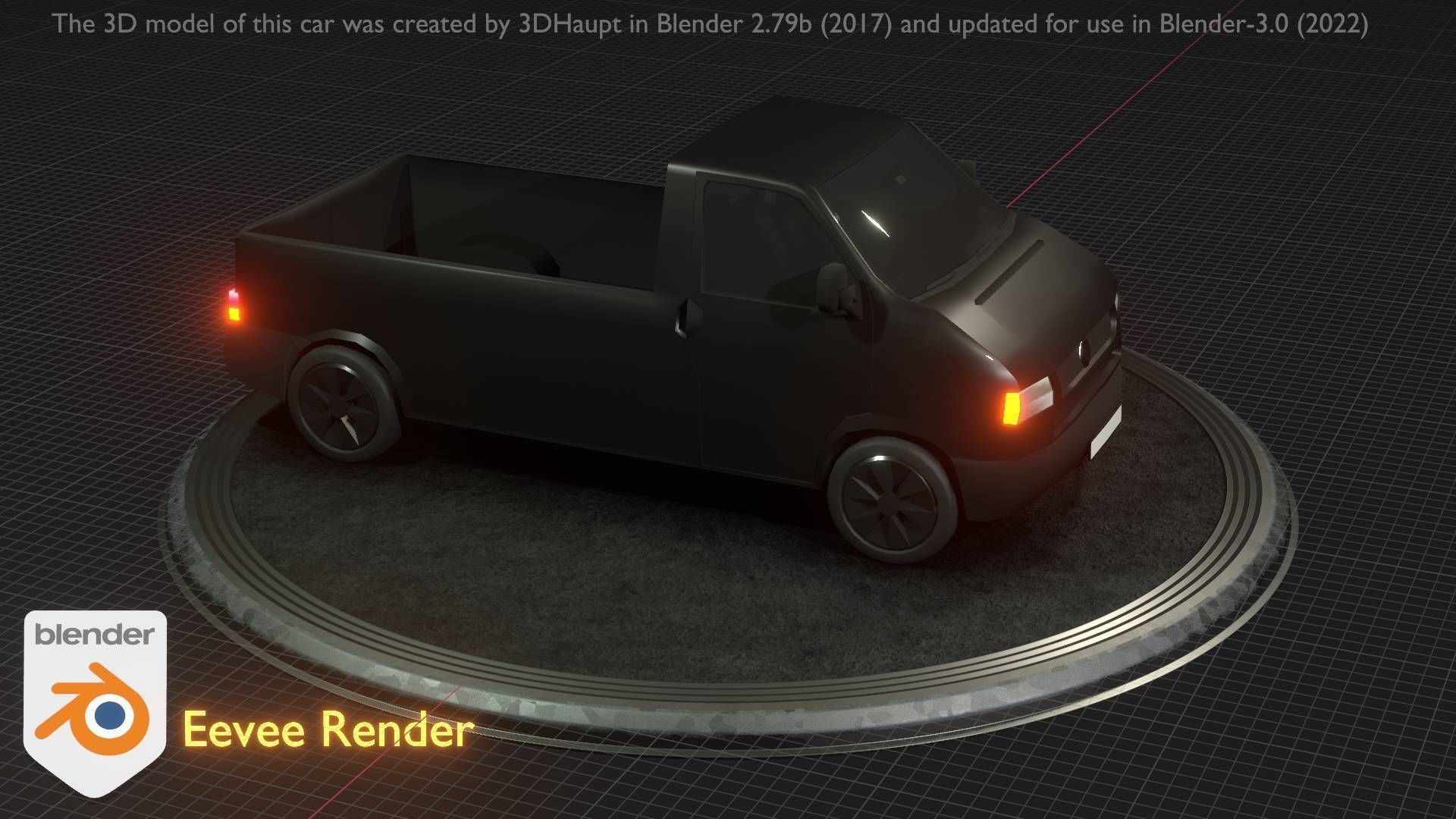 City Car 4 Commercial Pickup 3500 Type-C Black Low-poly 3D model_45
