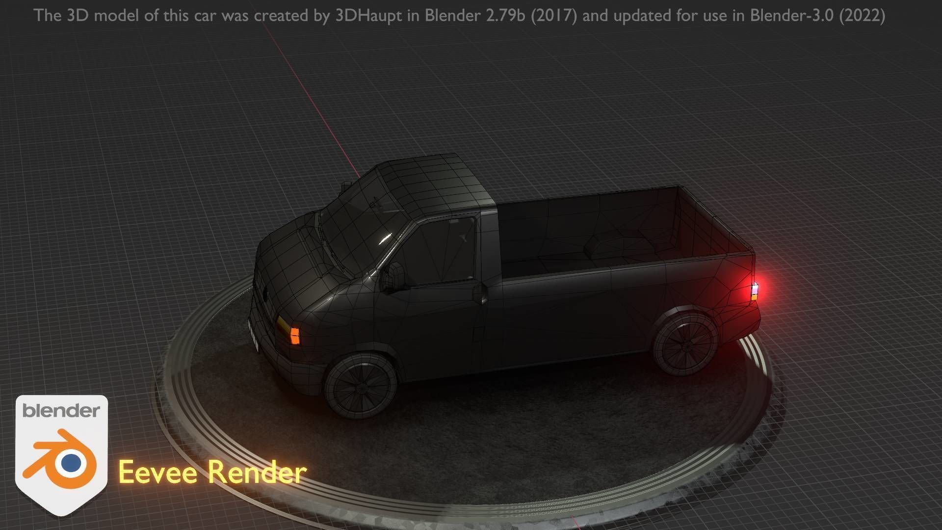 City Car 4 Commercial Pickup 3500 Type-C Black Low-poly 3D model_36