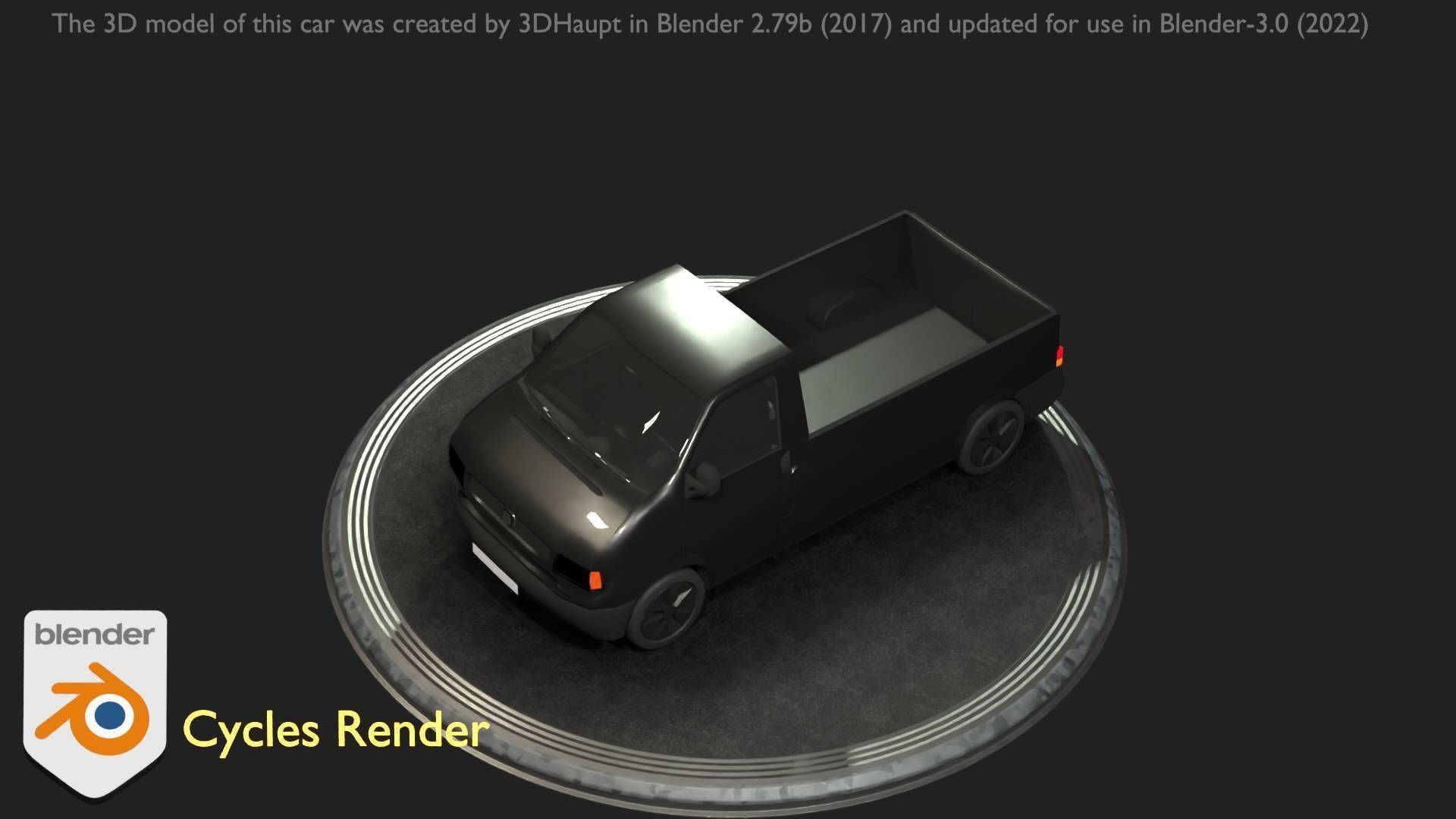 City Car 4 Commercial Pickup 3500 Type-C Black Low-poly 3D model_35