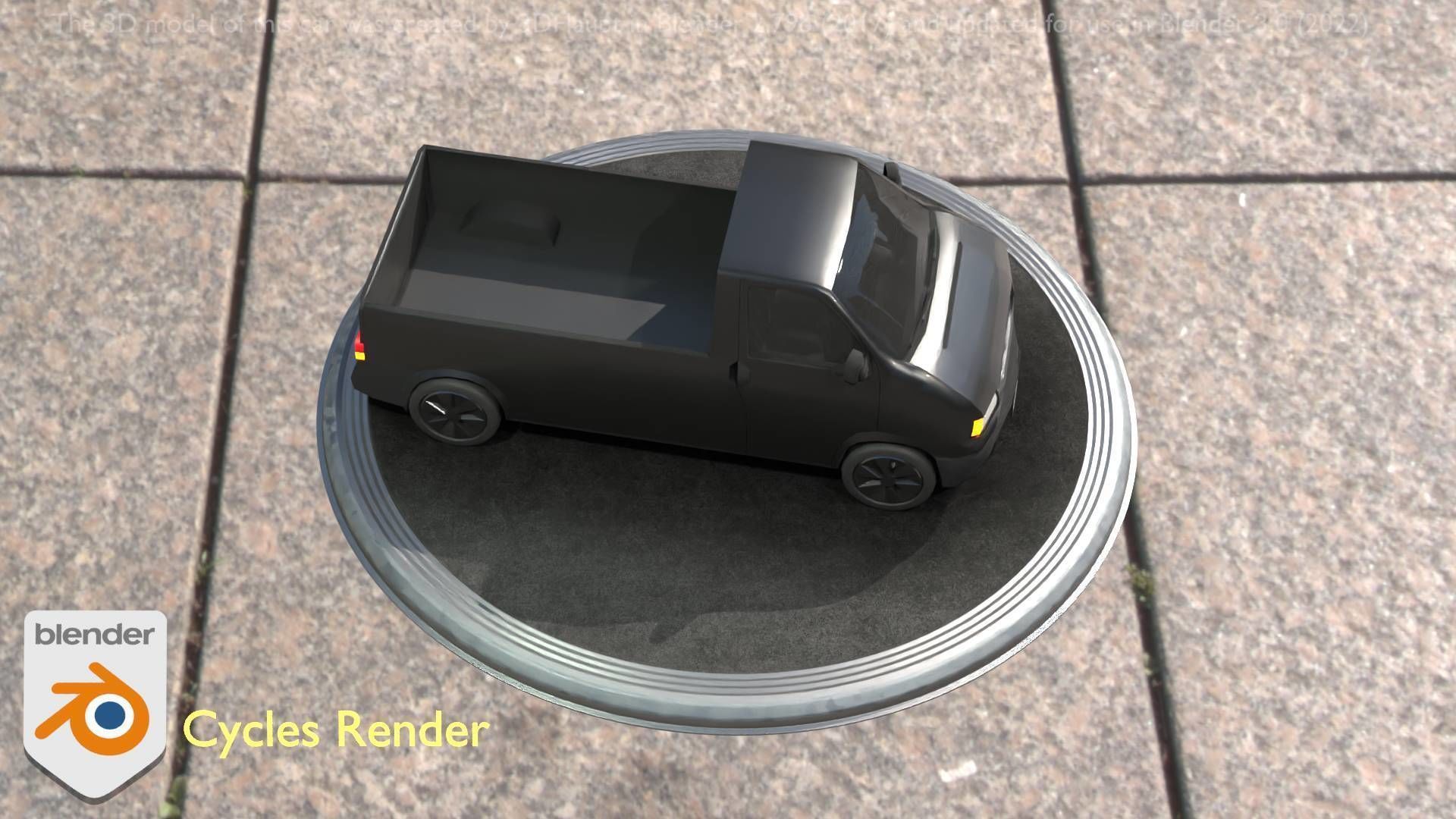 City Car 4 Commercial Pickup 3500 Type-C Black Low-poly 3D model_29