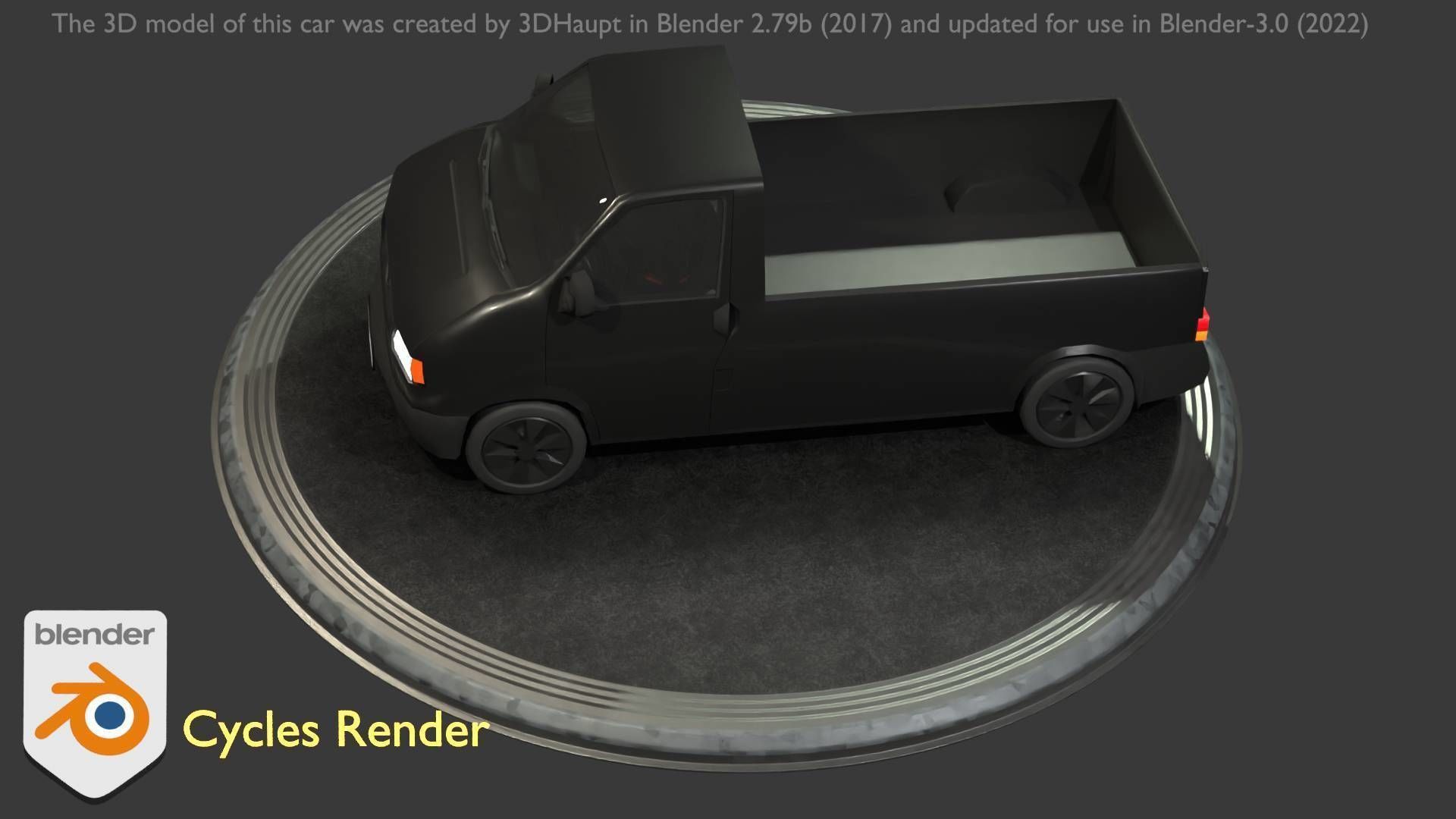 City Car 4 Commercial Pickup 3500 Type-C Black Low-poly 3D model_67