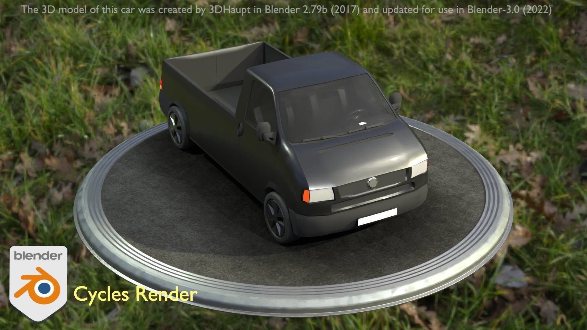 City Car 4 Commercial Pickup 3500 Type-C Black Low-poly 3D model_15