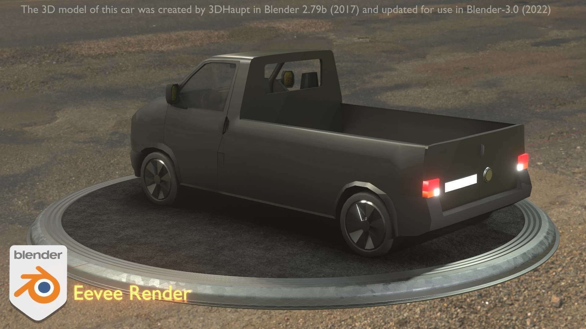 City Car 4 Commercial Pickup 3500 Type-C Black Low-poly 3D model_5