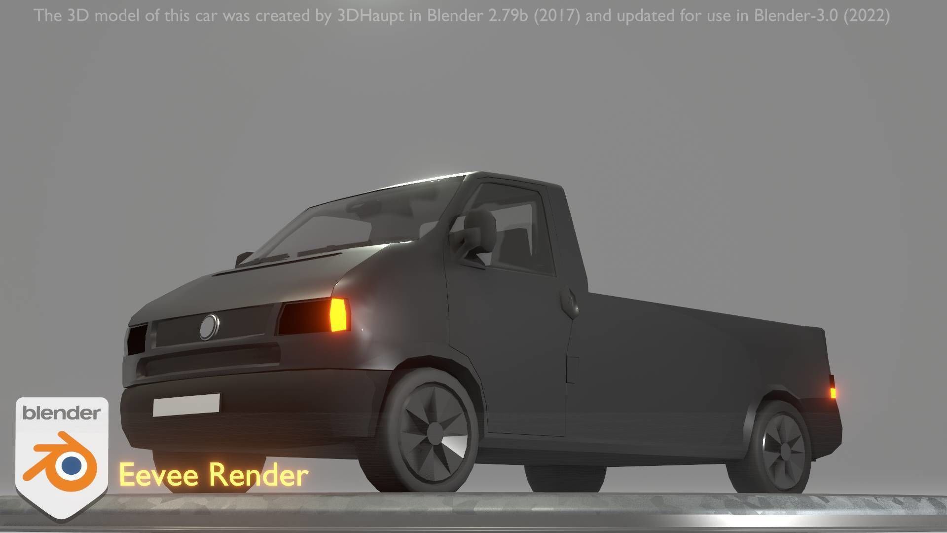 City Car 4 Commercial Pickup 3500 Type-C Black Low-poly 3D model_96