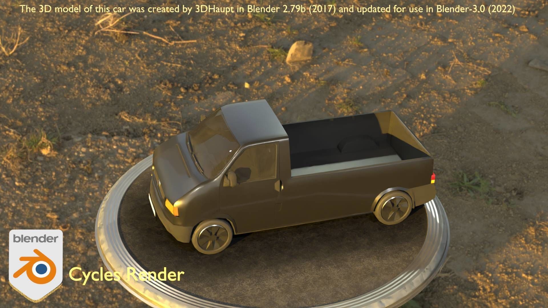 City Car 4 Commercial Pickup 3500 Type-C Black Low-poly 3D model_6