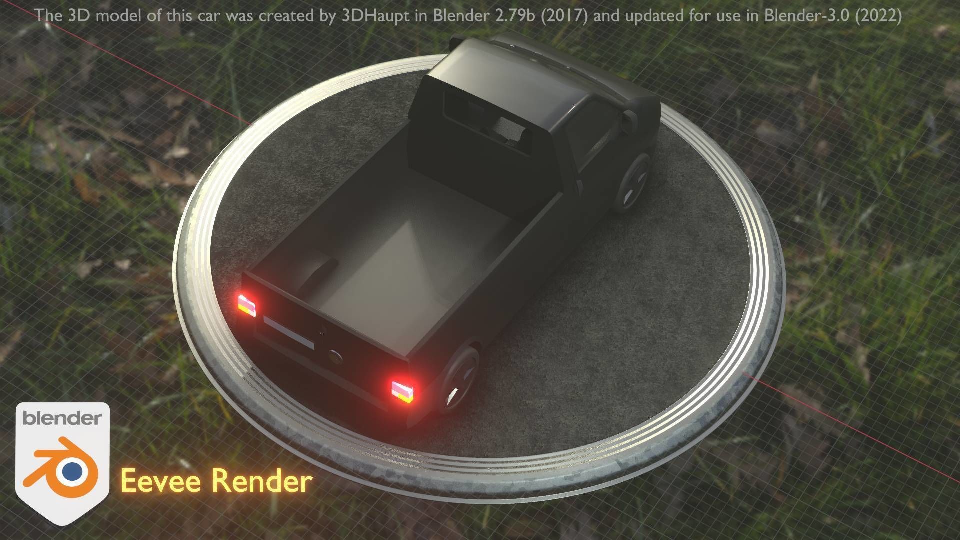 City Car 4 Commercial Pickup 3500 Type-C Black Low-poly 3D model_26