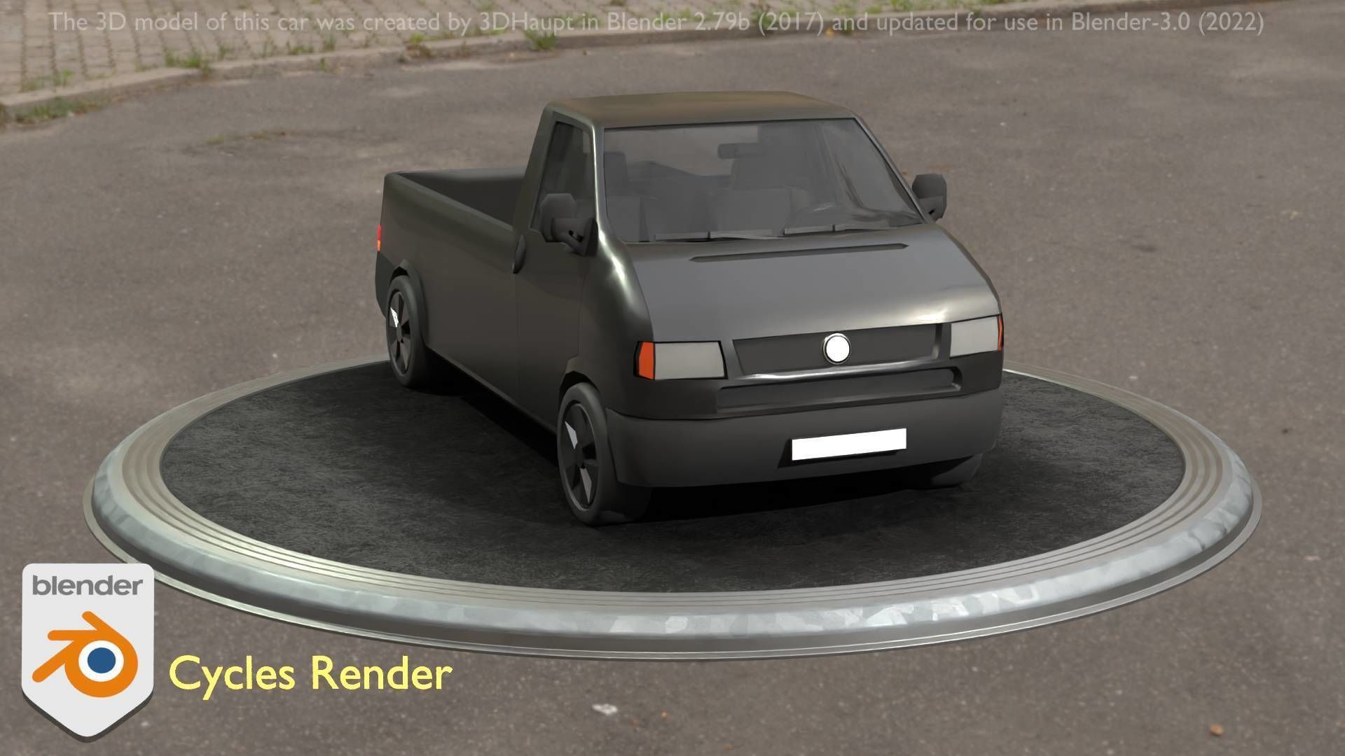 City Car 4 Commercial Pickup 3500 Type-C Black Low-poly 3D model_93