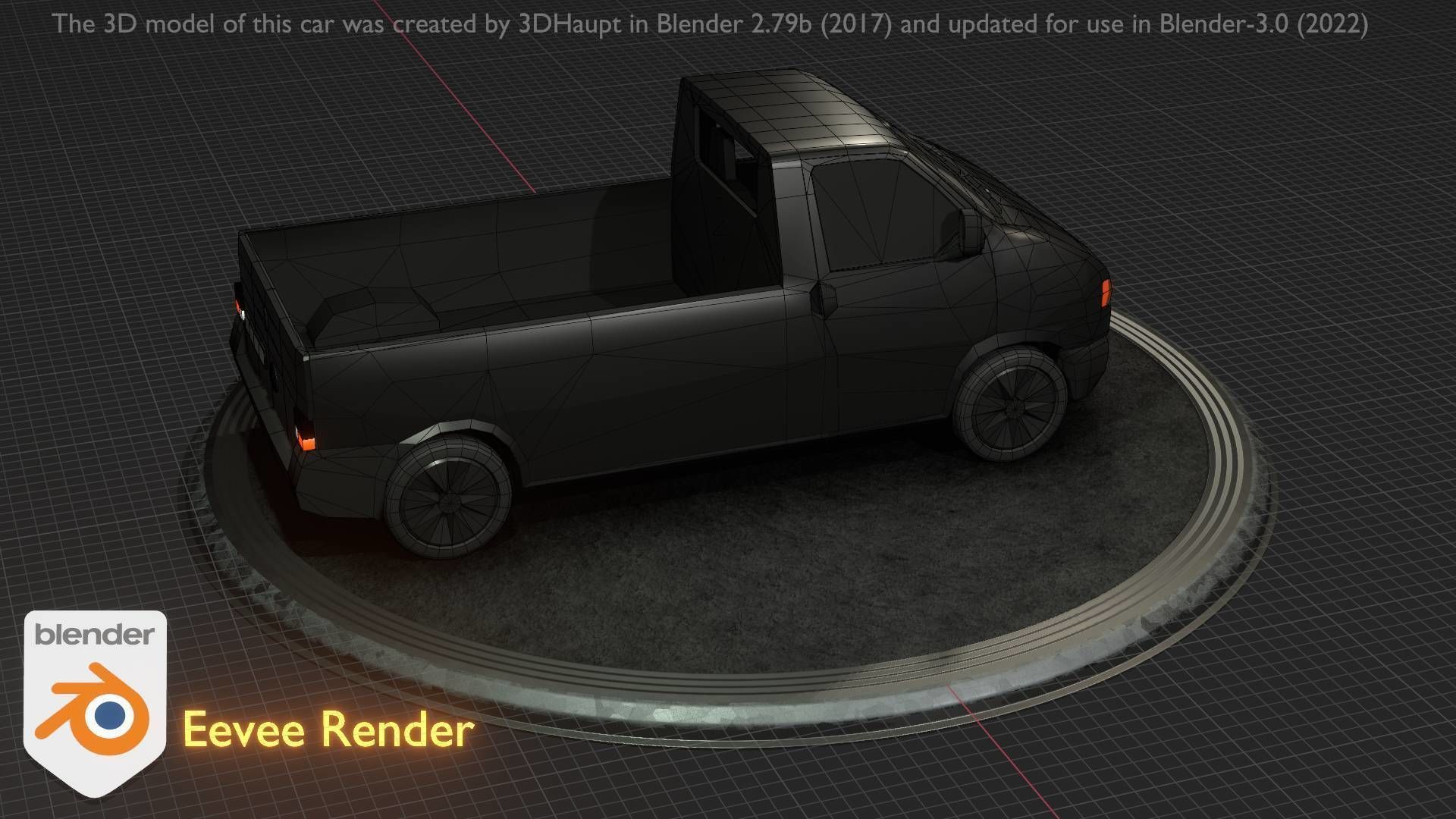 City Car 4 Commercial Pickup 3500 Type-C Black Low-poly 3D model_43