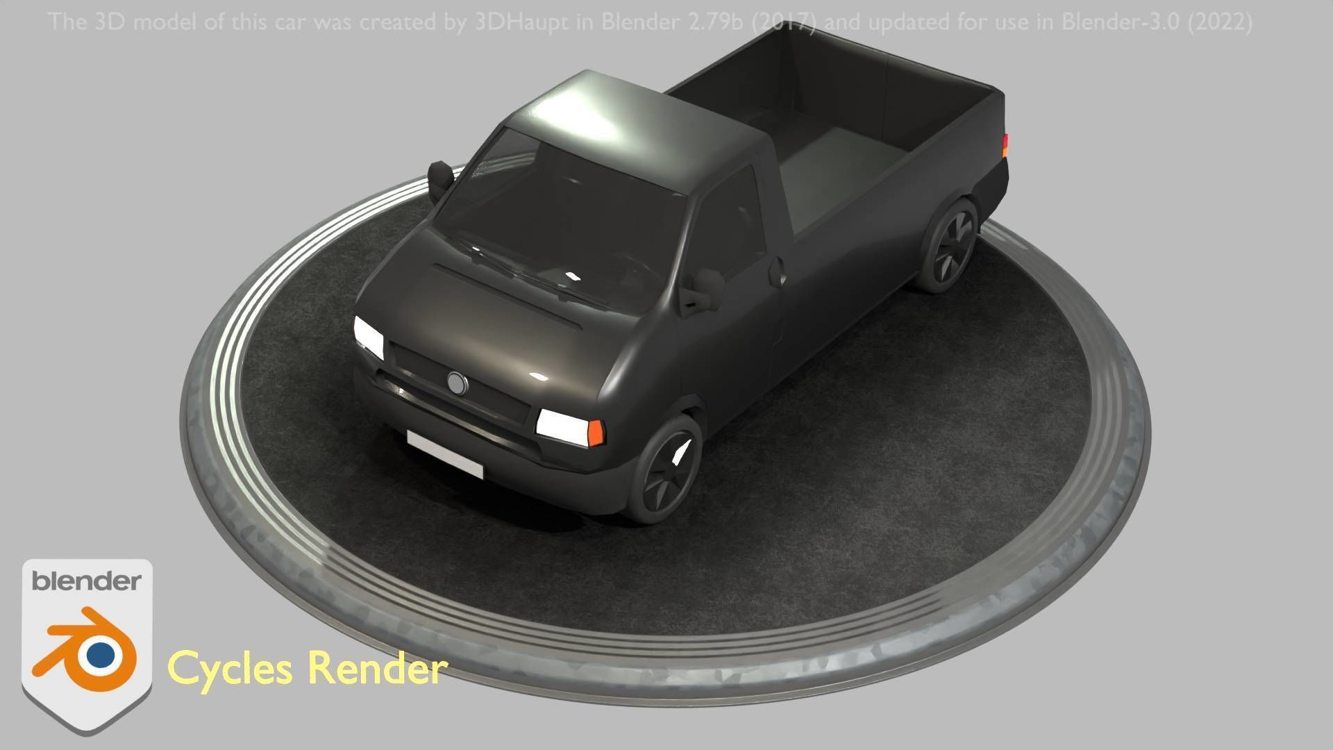 City Car 4 Commercial Pickup 3500 Type-C Black Low-poly 3D model_65