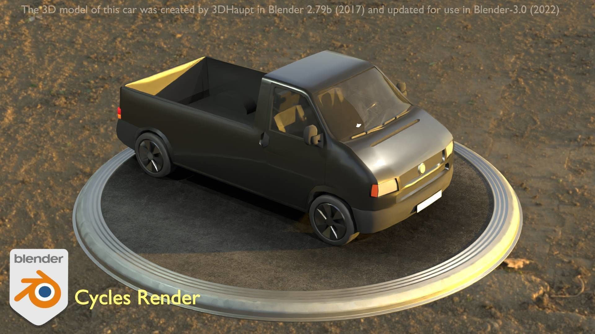 City Car 4 Commercial Pickup 3500 Type-C Black Low-poly 3D model_61