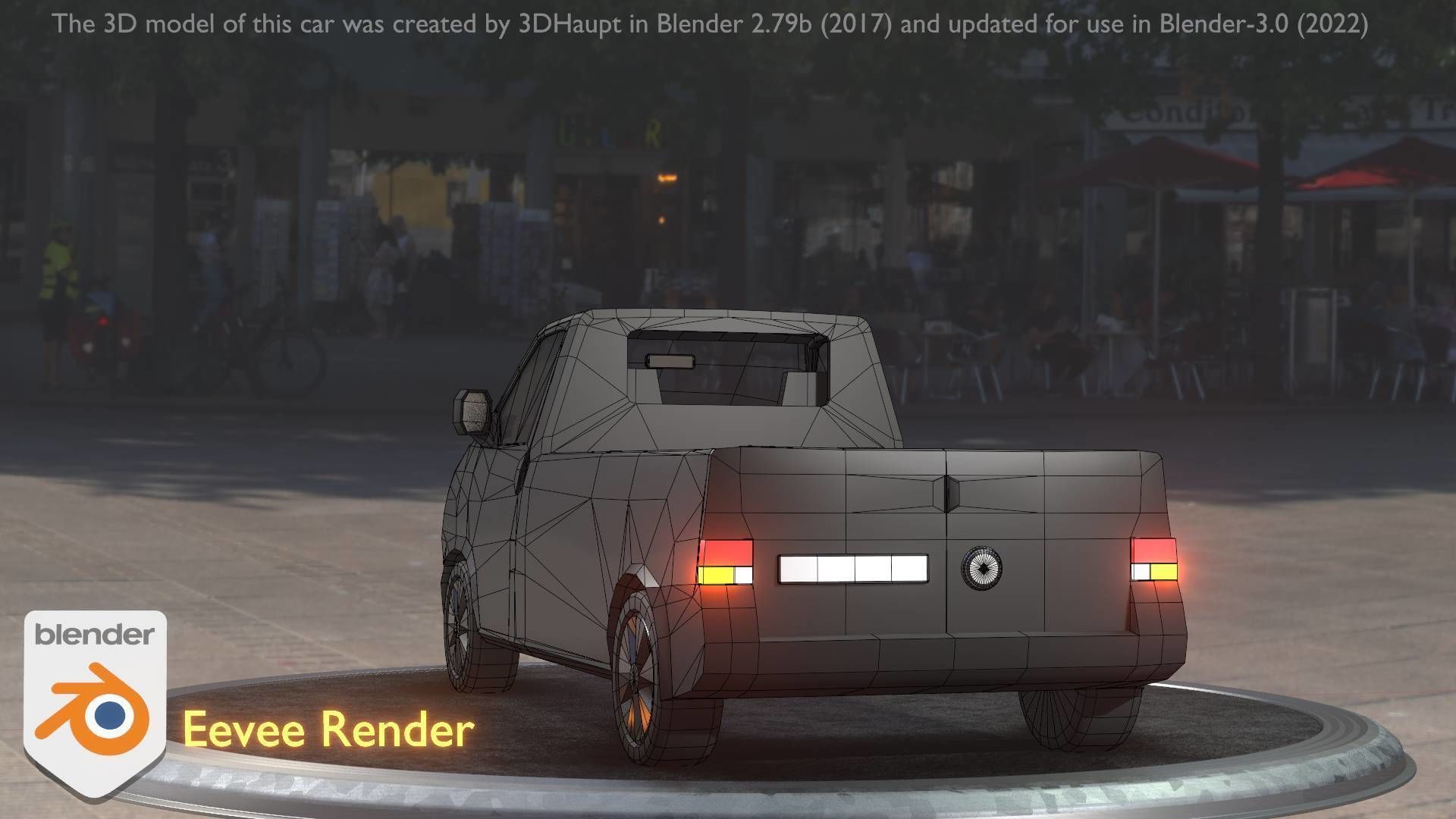 City Car 4 Commercial Pickup 3500 Type-C Black Low-poly 3D model_39