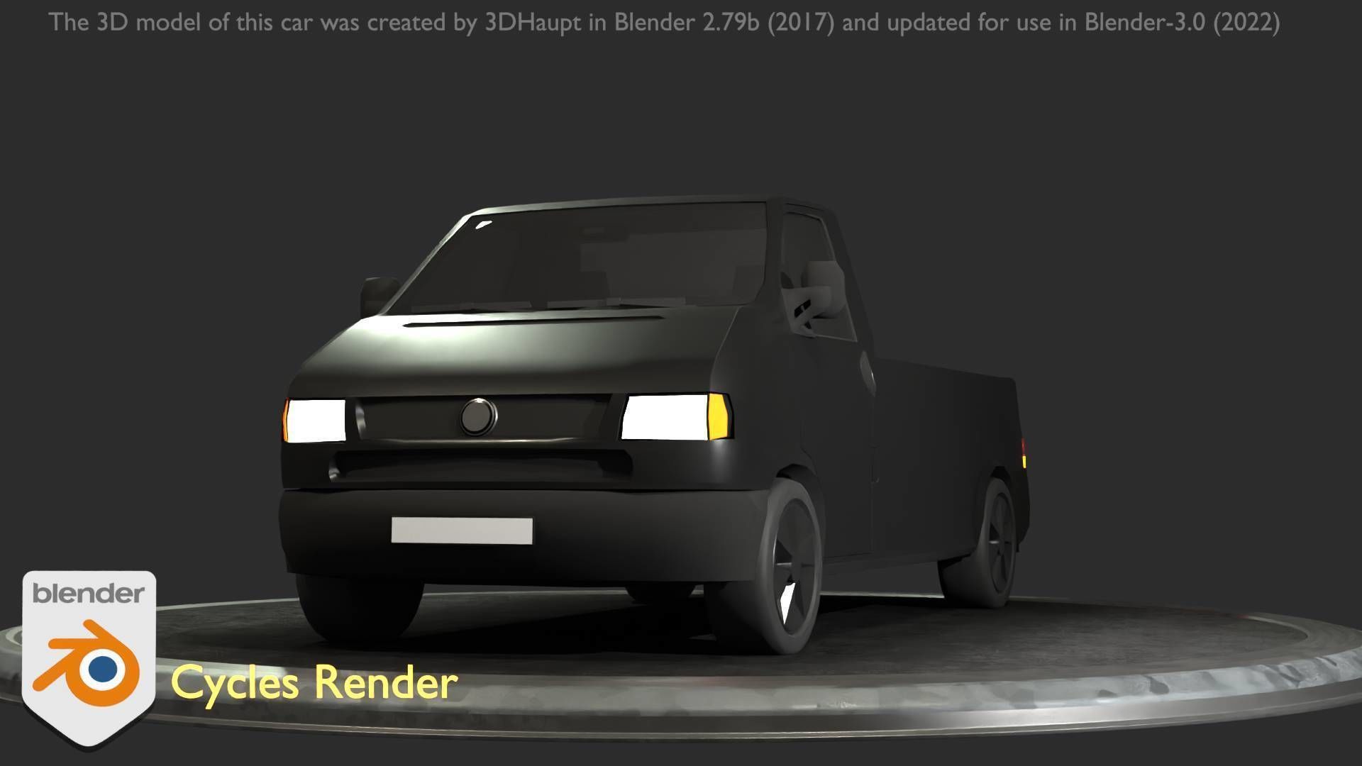 City Car 4 Commercial Pickup 3500 Type-C Black Low-poly 3D model_95