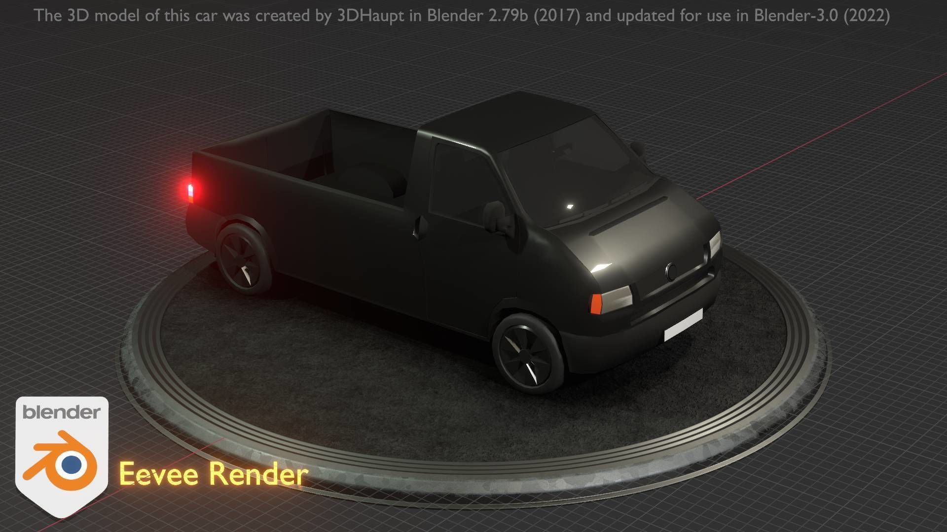 City Car 4 Commercial Pickup 3500 Type-C Black Low-poly 3D model_14