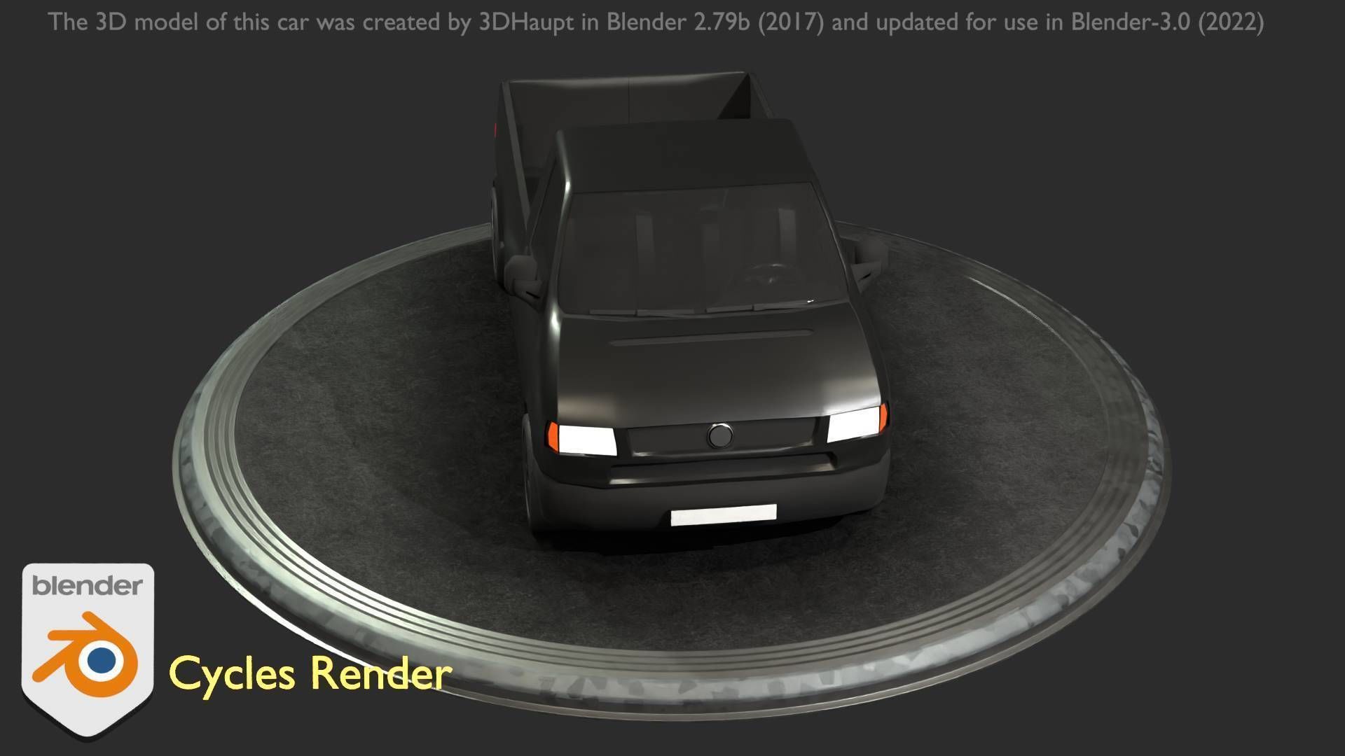 City Car 4 Commercial Pickup 3500 Type-C Black Low-poly 3D model_63