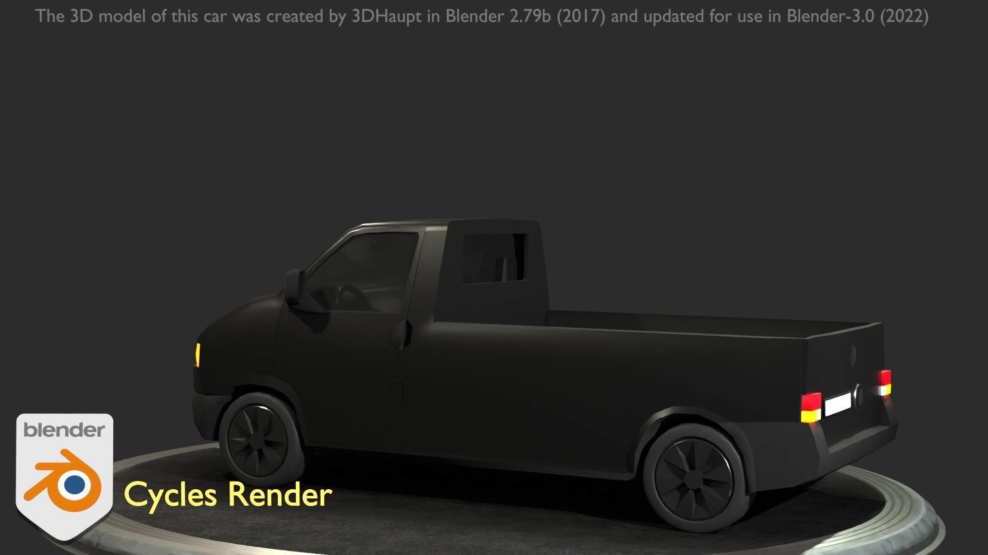 City Car 4 Commercial Pickup 3500 Type-C Black Low-poly 3D model_84