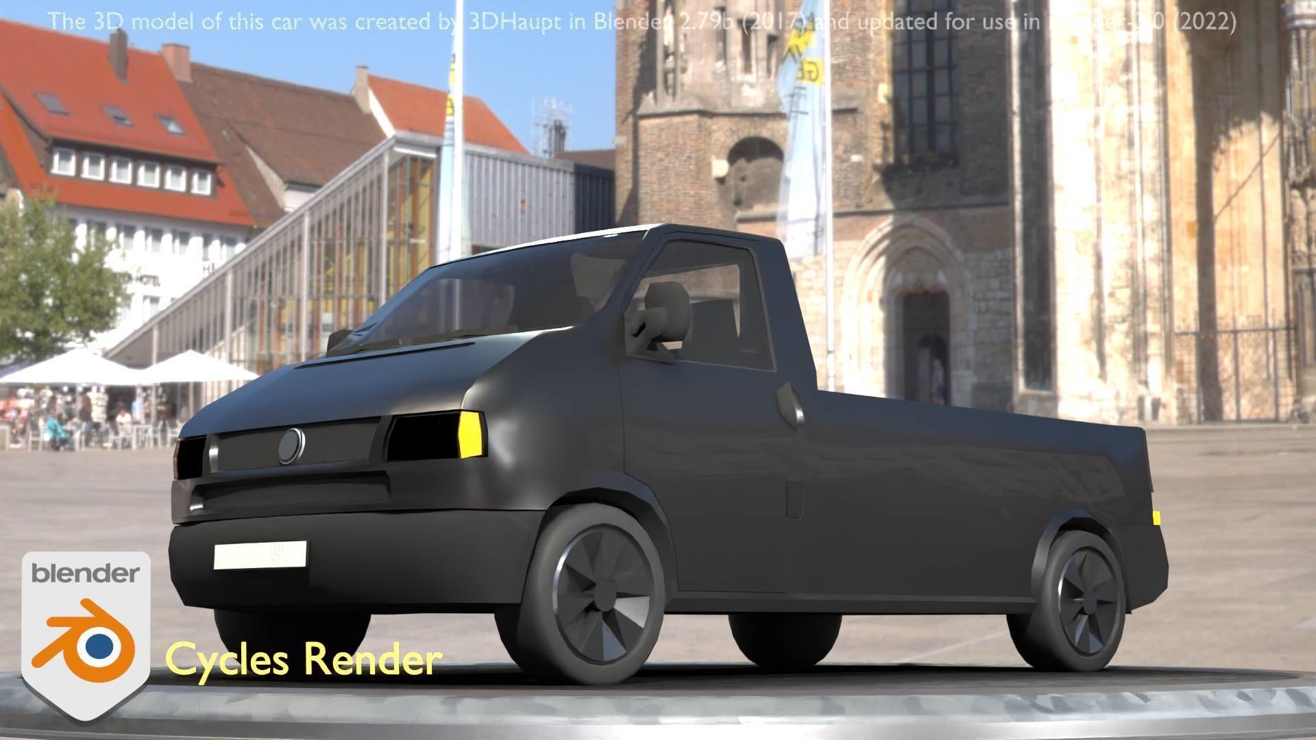 City Car 4 Commercial Pickup 3500 Type-C Black Low-poly 3D model_49
