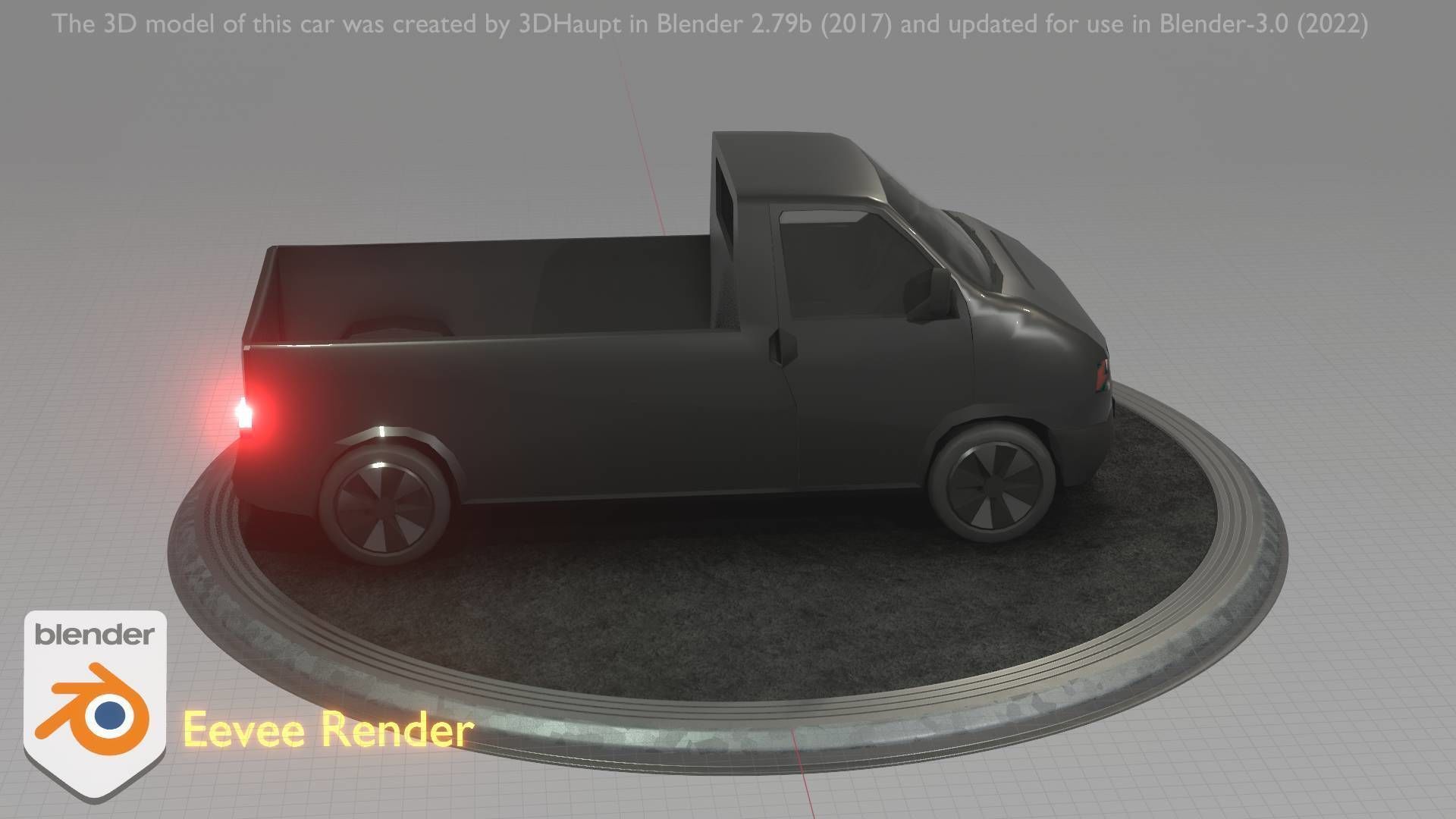 City Car 4 Commercial Pickup 3500 Type-C Black Low-poly 3D model_12