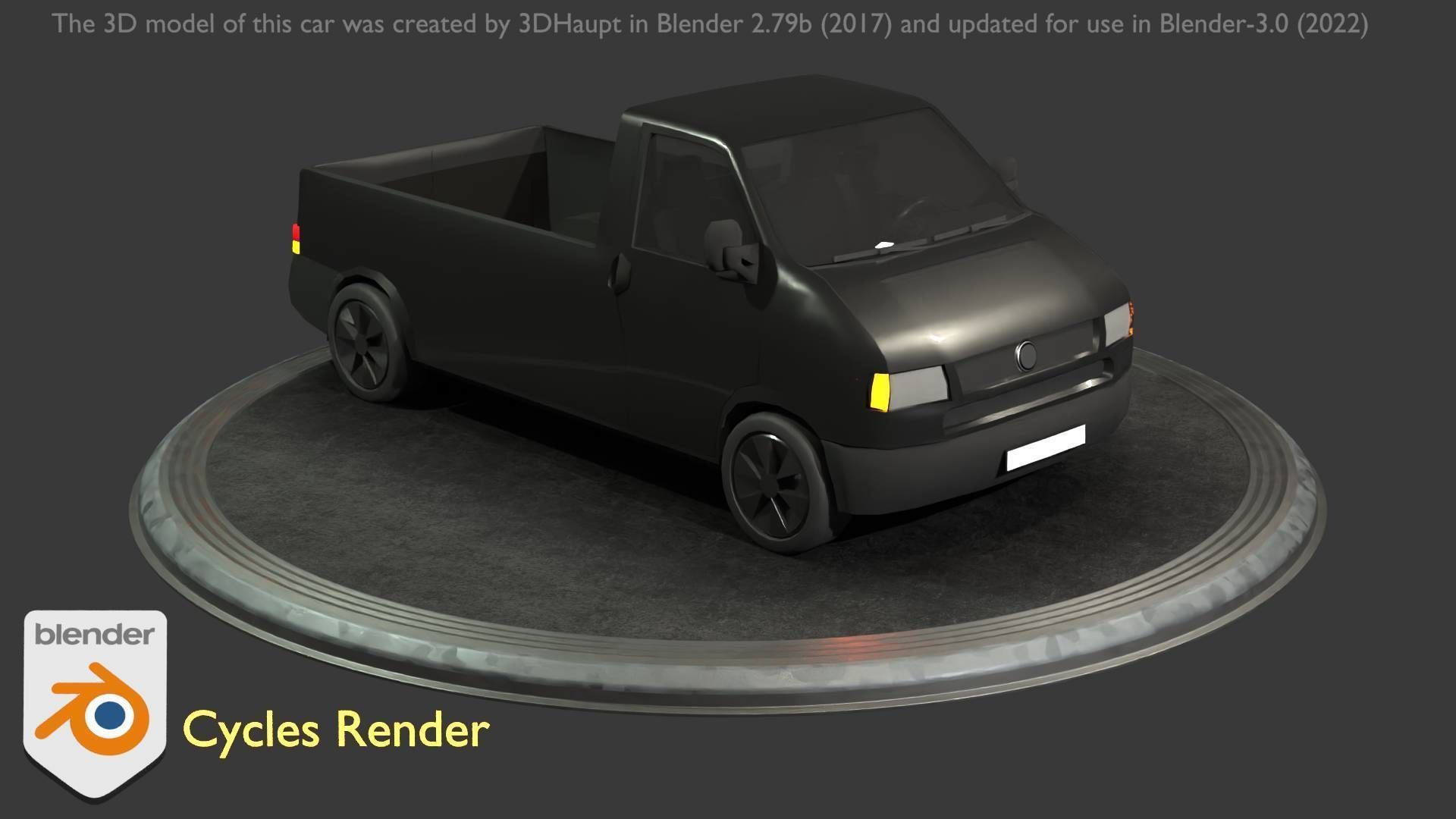 City Car 4 Commercial Pickup 3500 Type-C Black Low-poly 3D model_46