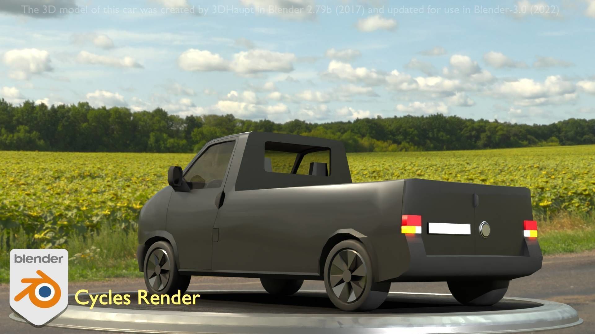 City Car 4 Commercial Pickup 3500 Type-C Black Low-poly 3D model_4