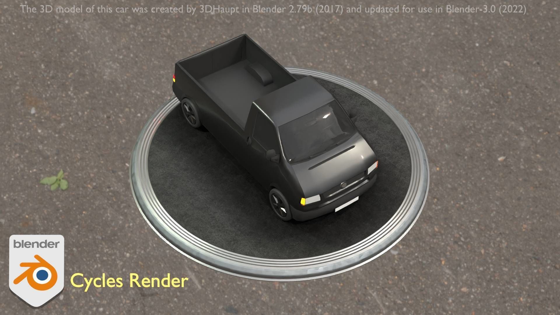City Car 4 Commercial Pickup 3500 Type-C Black Low-poly 3D model_31