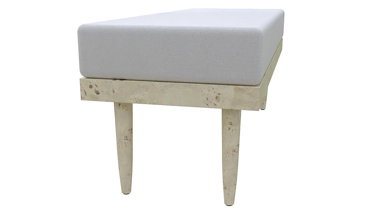 Wooden padded double pouffe 3D model_4