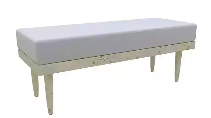 Wooden padded double pouffe 3D model