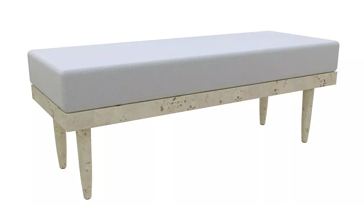 Wooden padded double pouffe 3D model_0